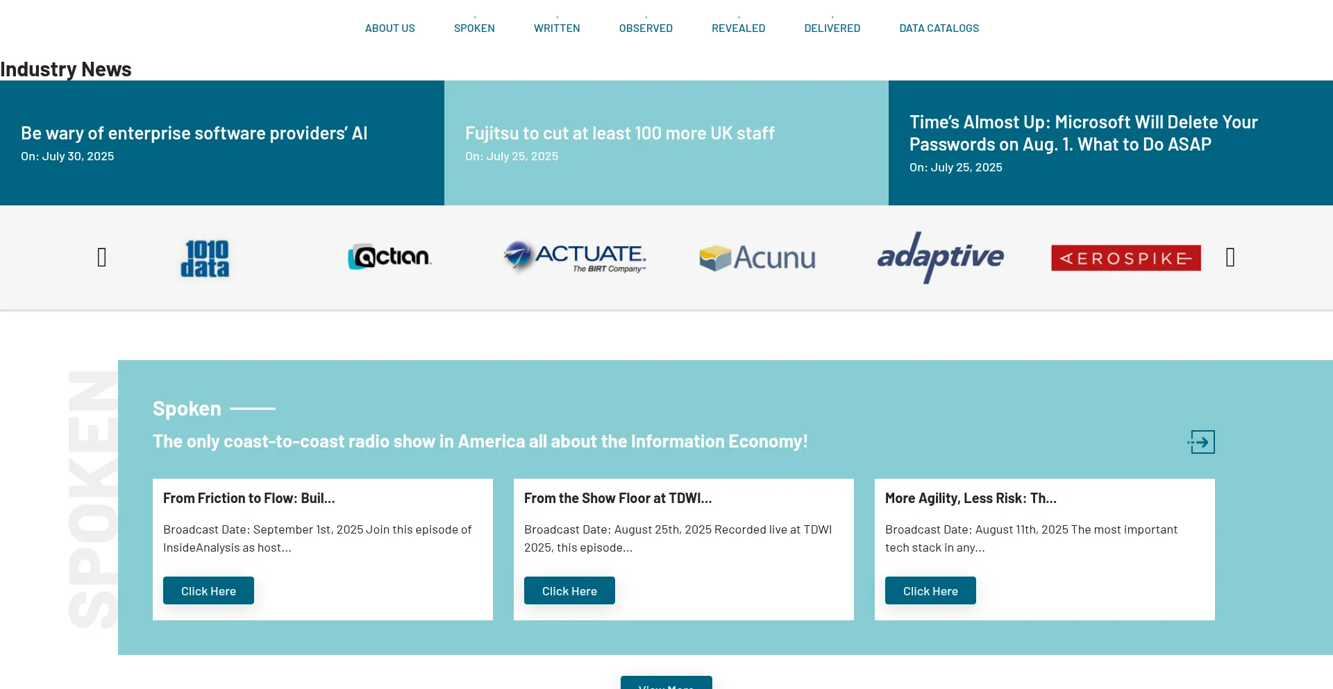 Website screenshot of Insideanalysis.com