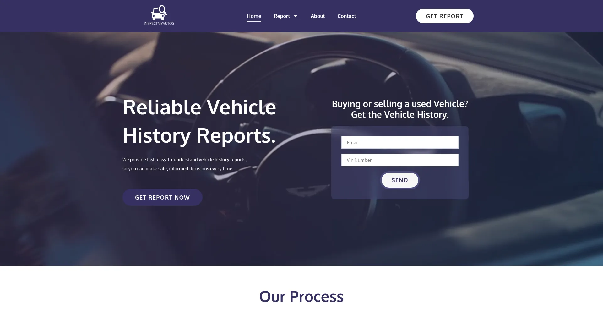 Website screenshot of Inspectmyautos.com
