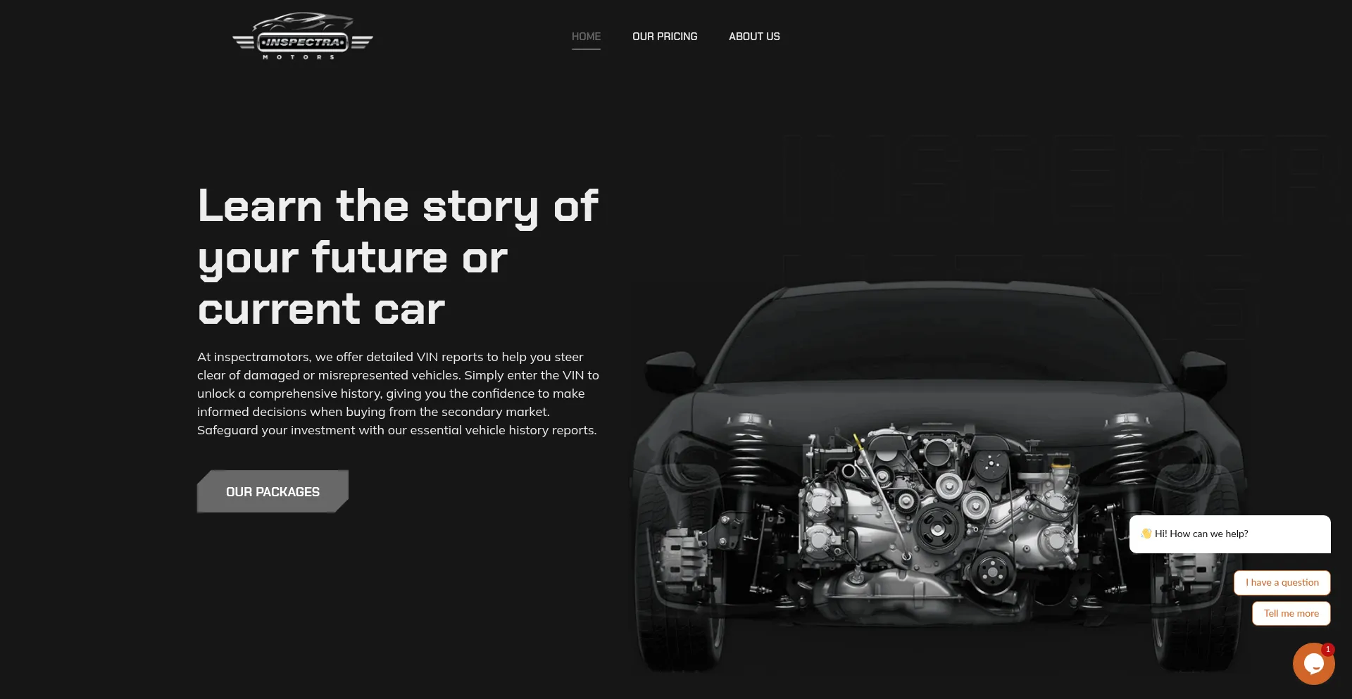Website screenshot of Inspectramotors.com