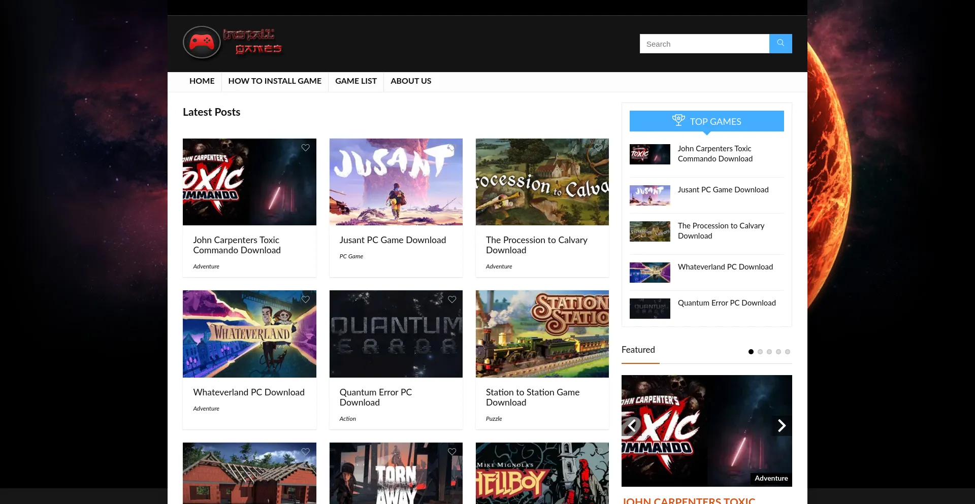 Website screenshot of Installgames.eu