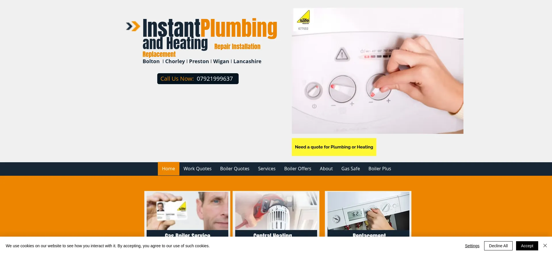 Website screenshot of Instantplumbingandheating.co.uk