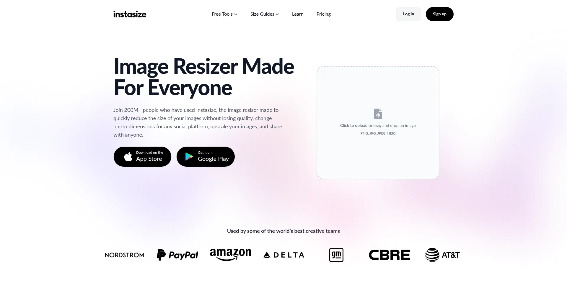 Website screenshot of Instasize.com