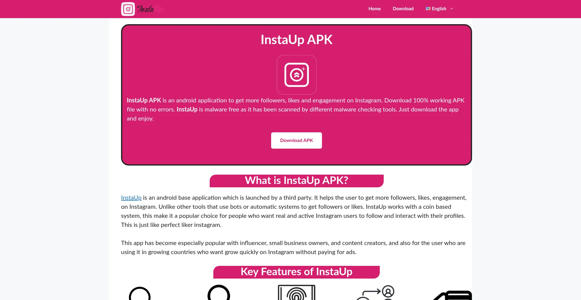 Website screenshot of Instaupp.pro