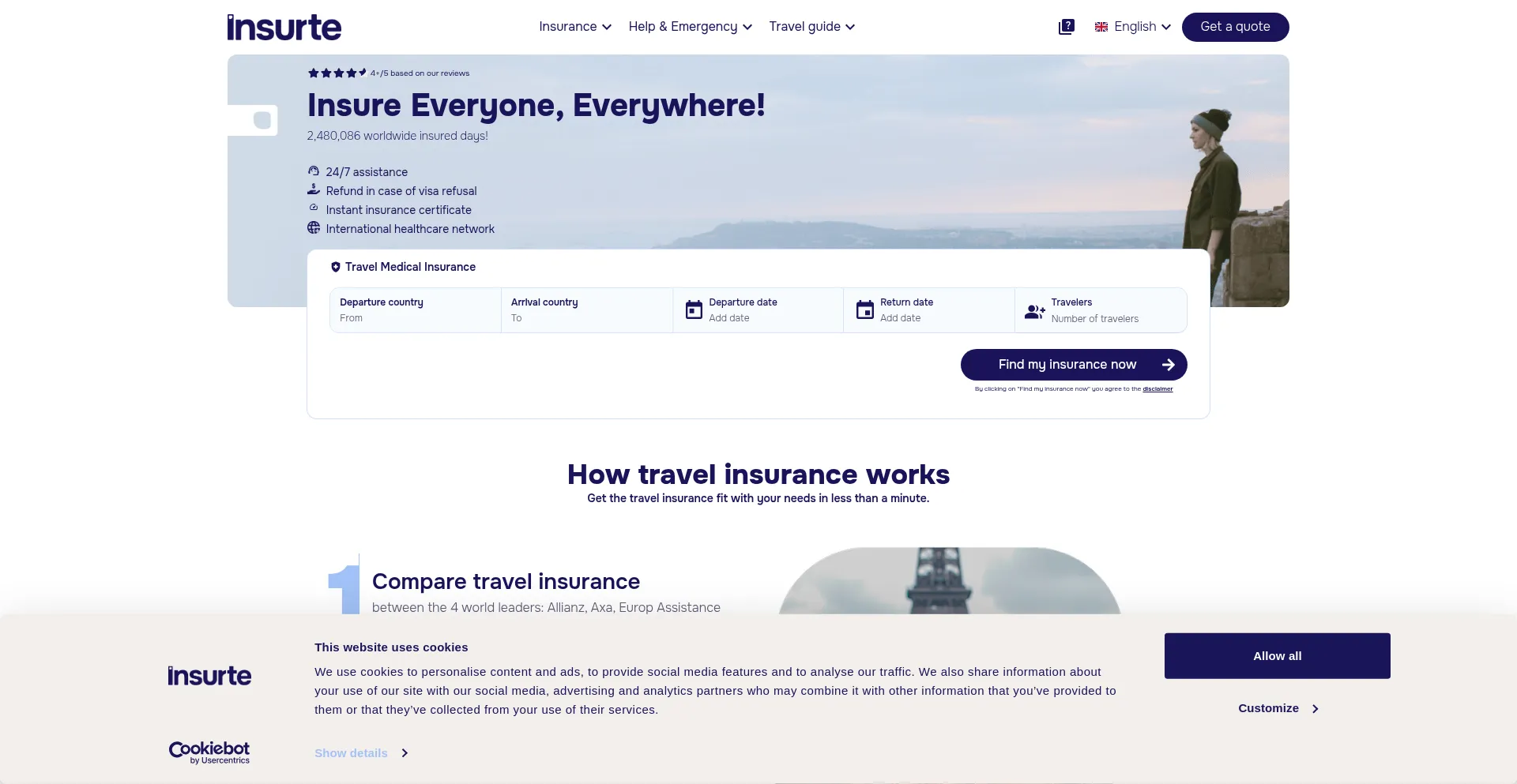 Website screenshot of Insurte.com