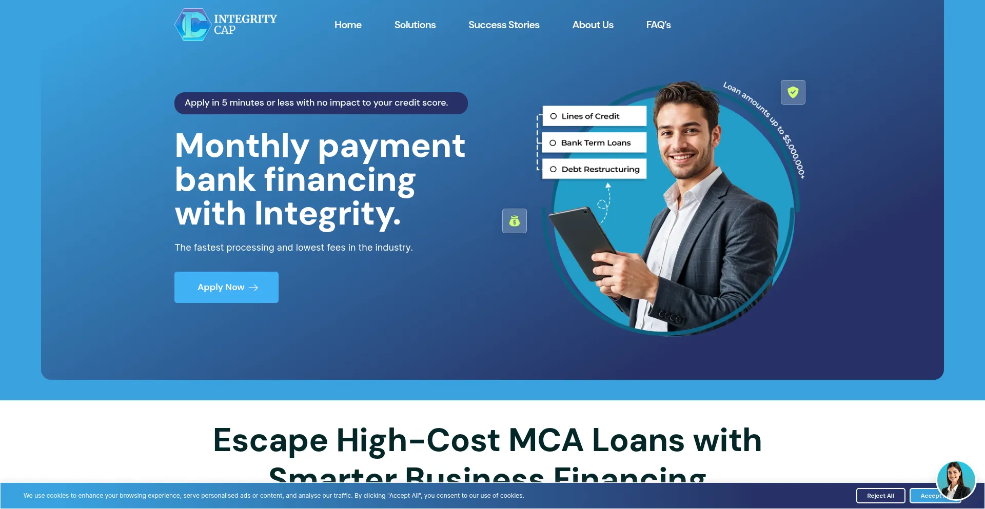 Website screenshot of Integritycap.ai