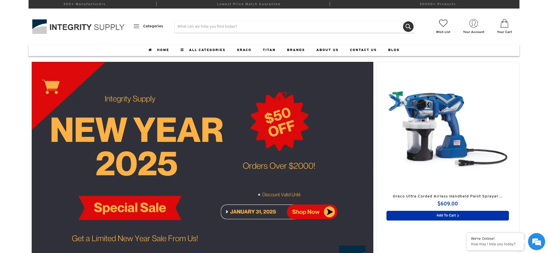 Website screenshot of Integritysupply.com