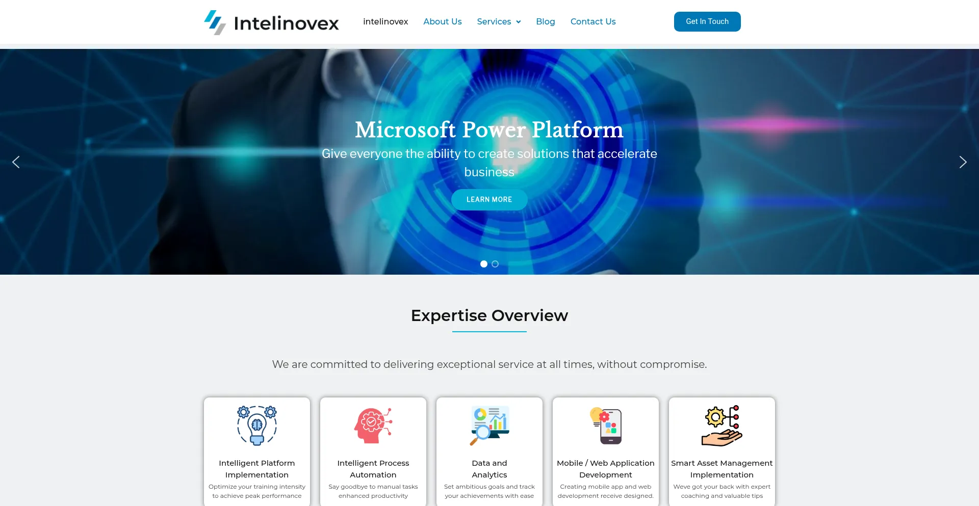 Website screenshot of Intelinovex.com