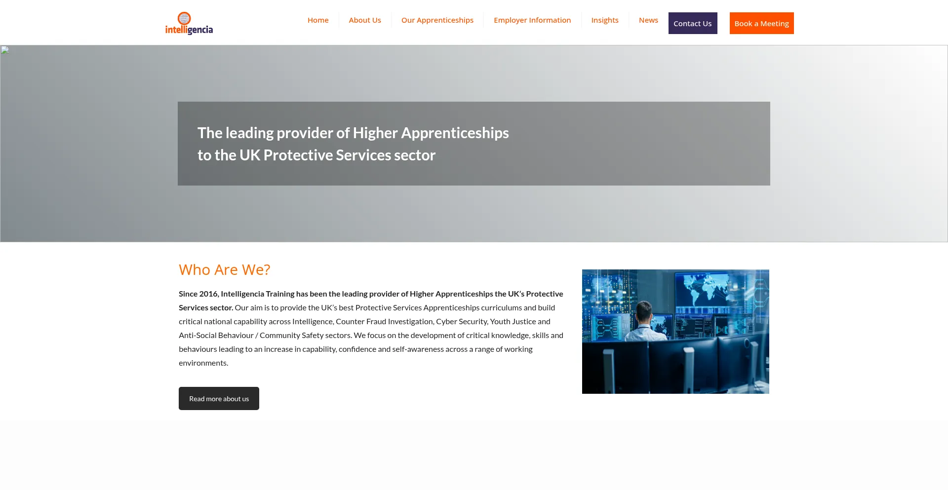 Website screenshot of Intelligenciatraining.com