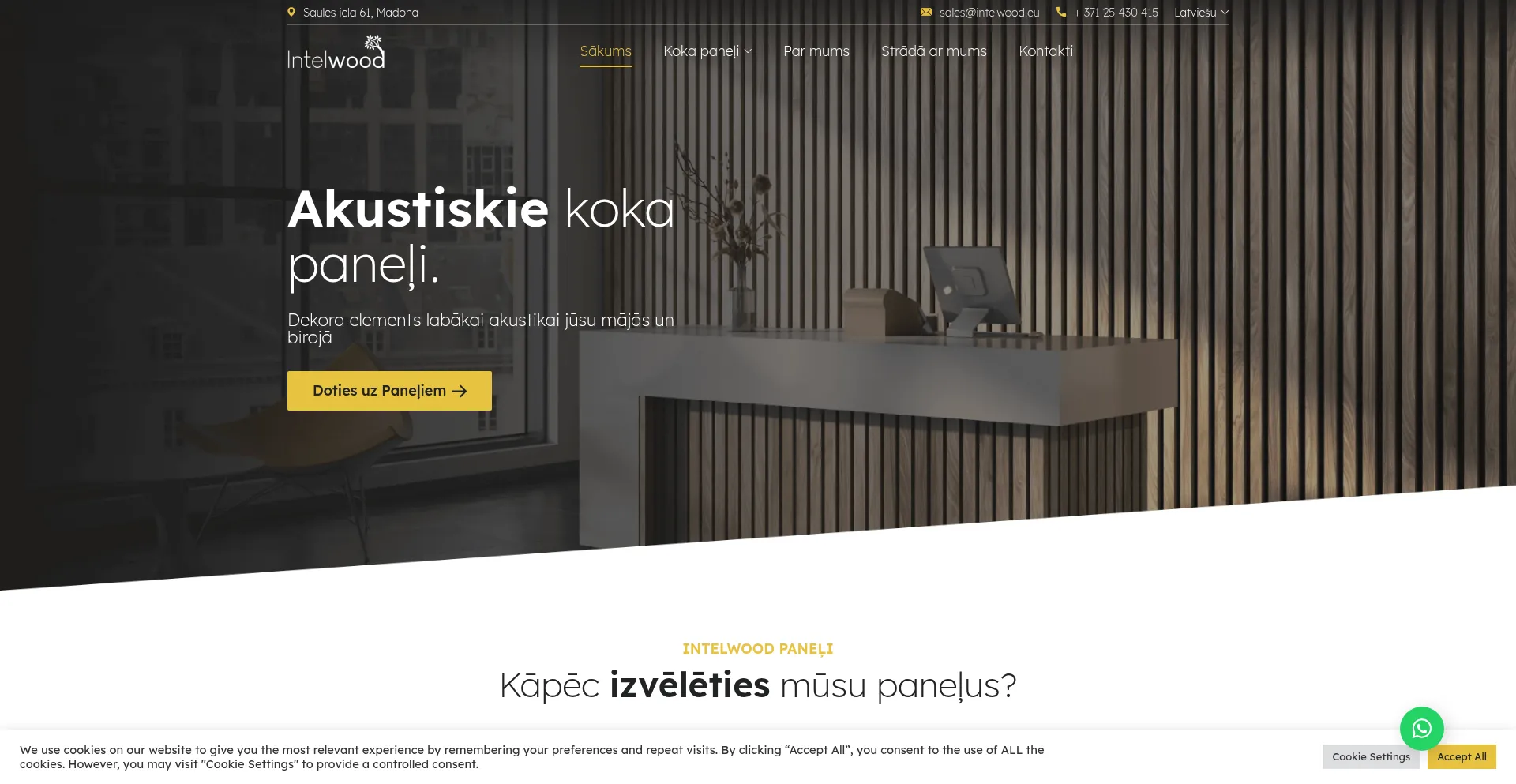 Website screenshot of Intelwood.eu