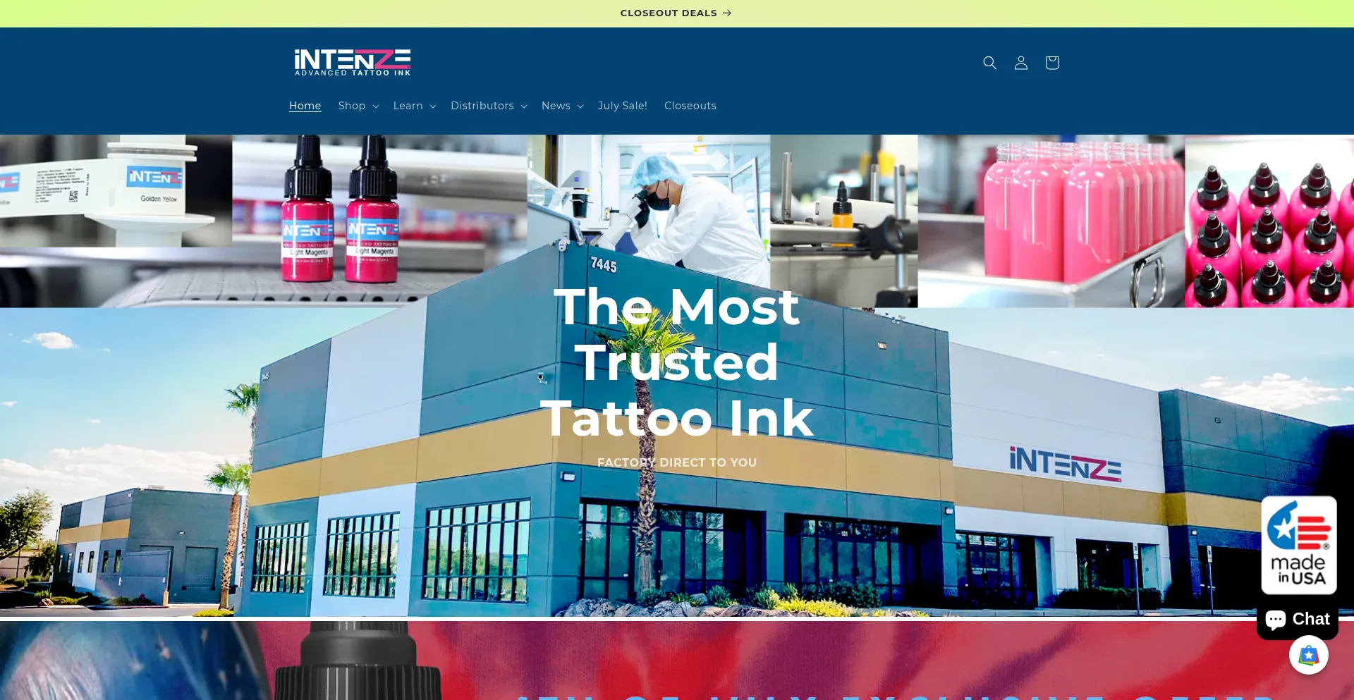 Website screenshot of Intenzetattooink.com