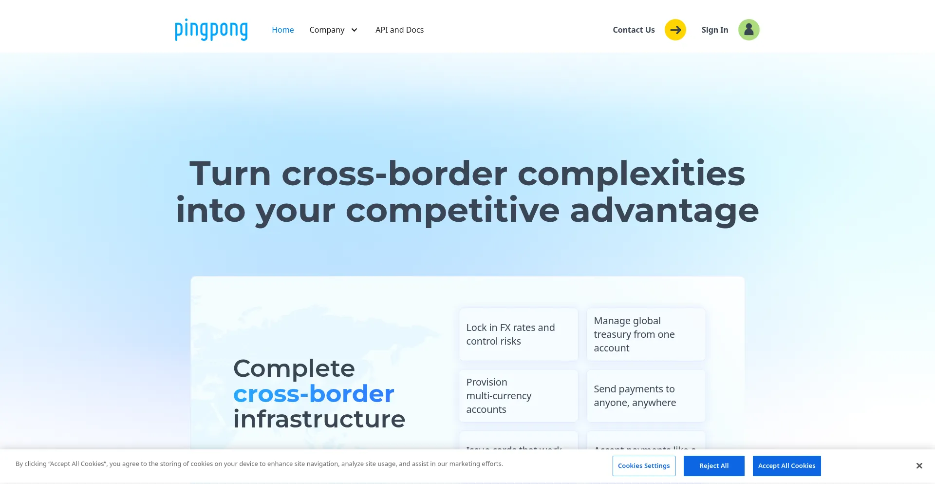 Website screenshot of International.pingpongx.com