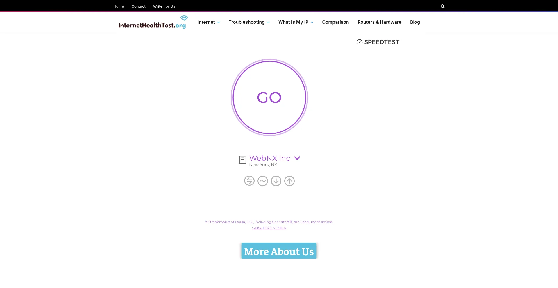 Website screenshot of Internethealthtest.org