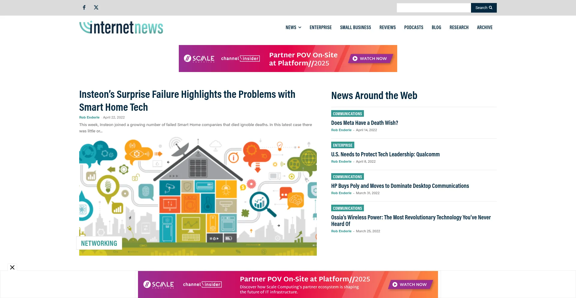 Website screenshot of Internetnews.com