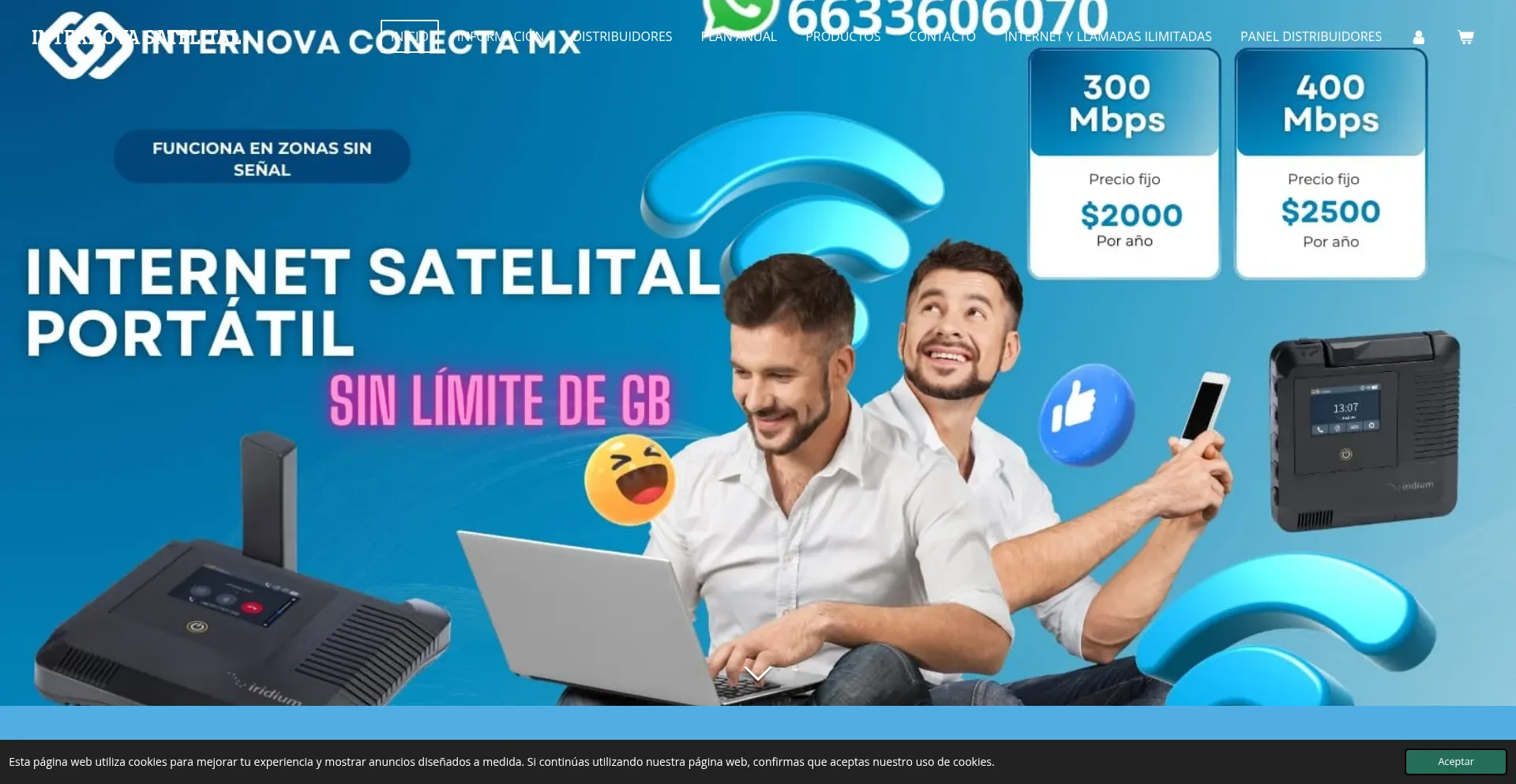 Website screenshot of Internetportatilsatelital.com.mx
