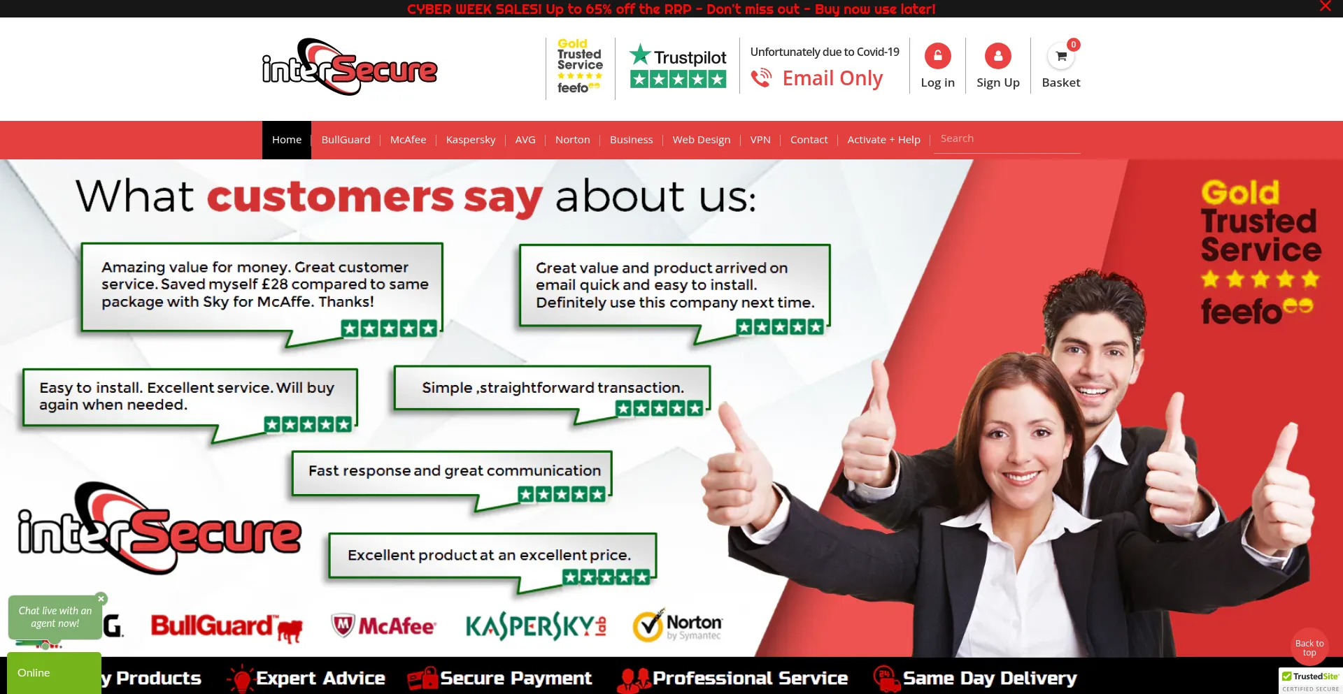 Website screenshot of Intersecure.co.uk
