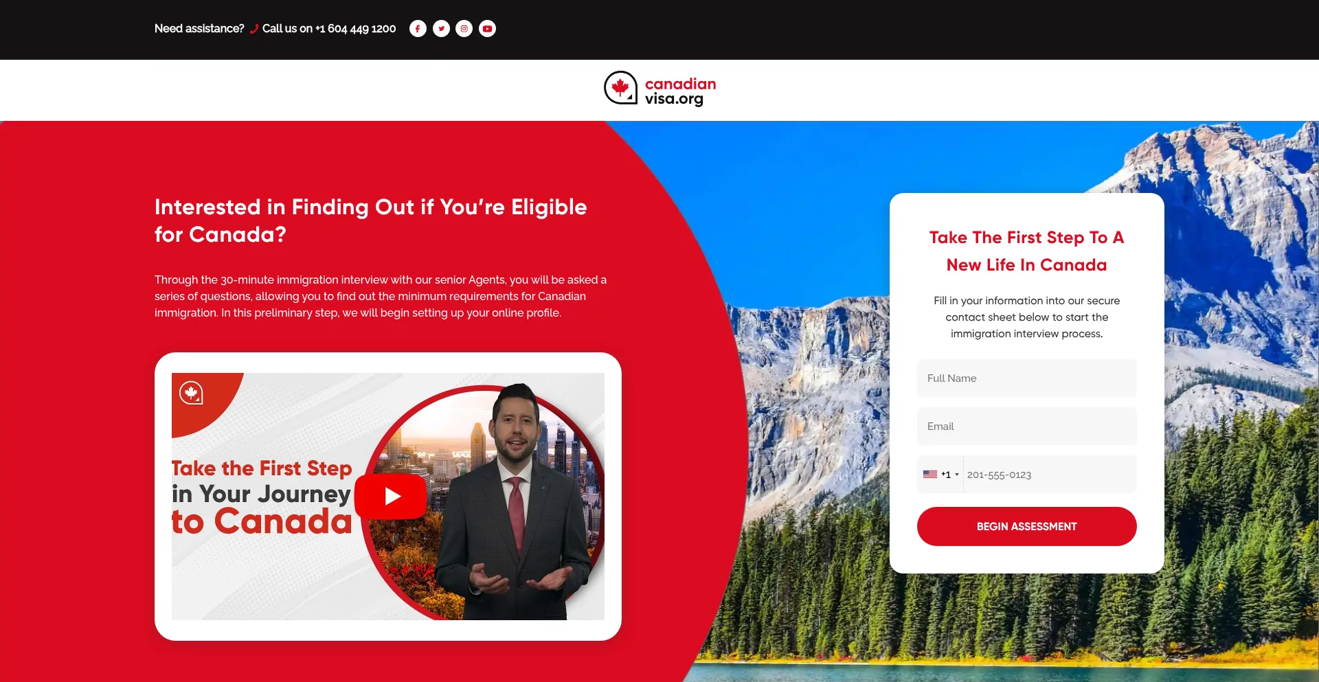 Website screenshot of Interview.canadianvisa.org