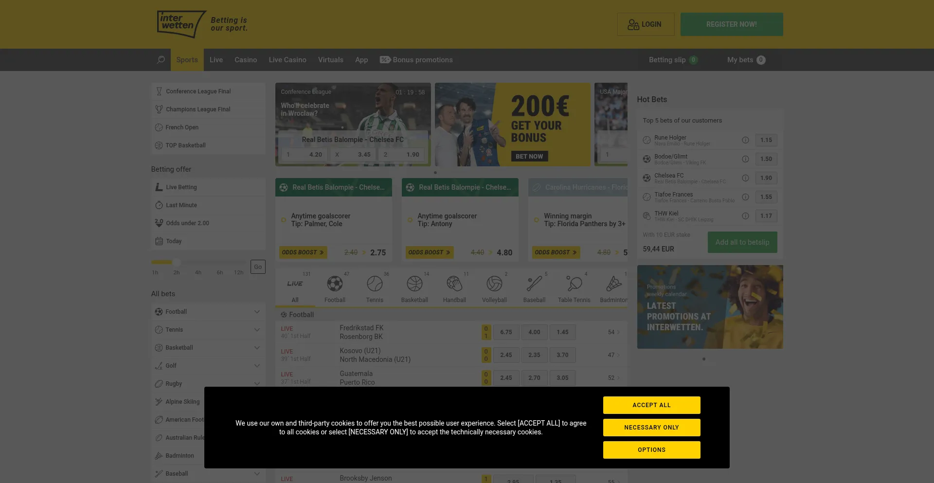 Website screenshot of Interwetten.com