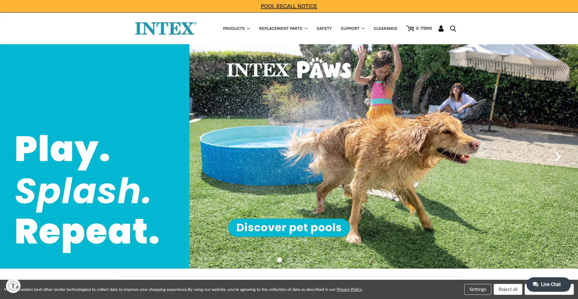 Website screenshot of Intexcorp.com