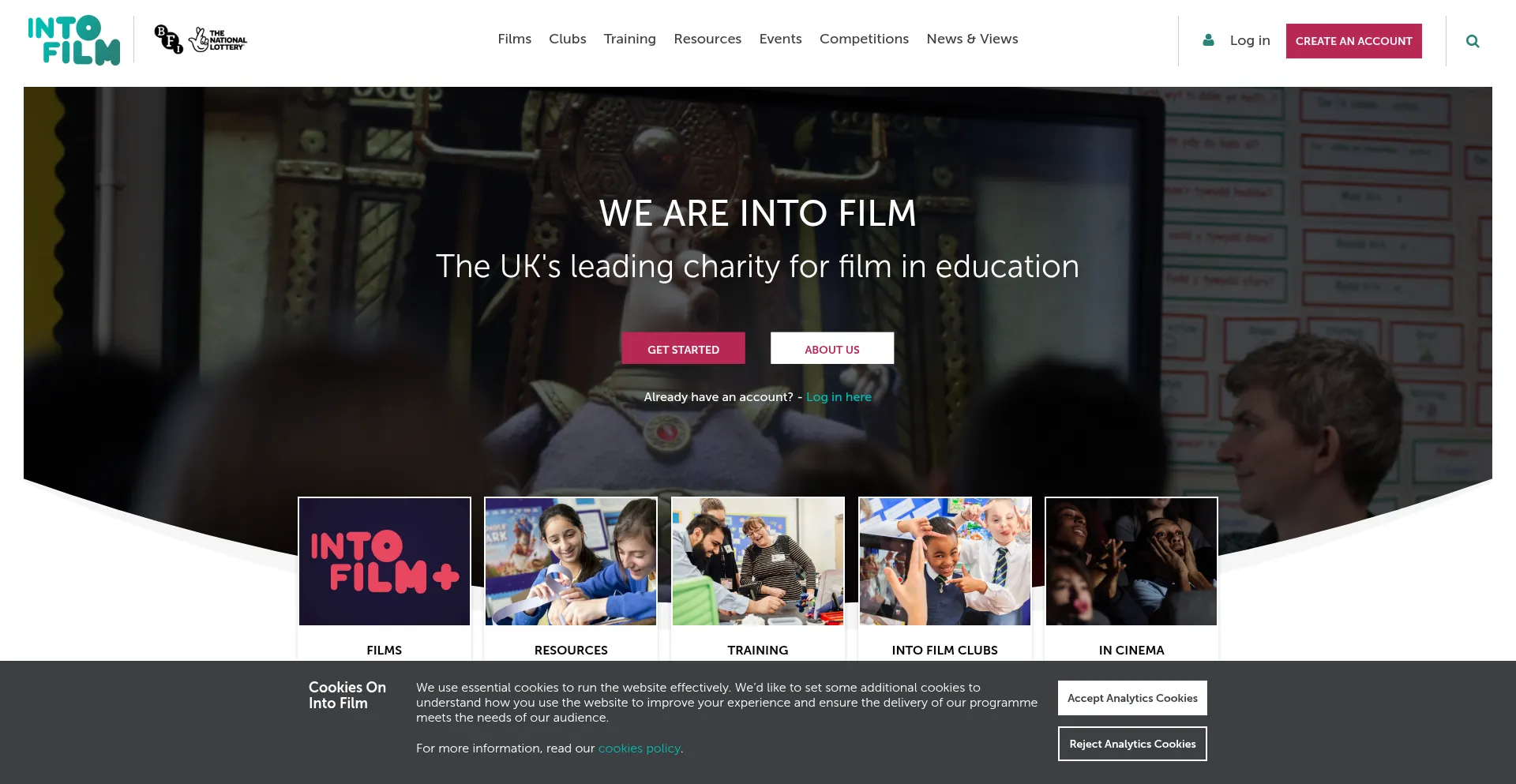 Website screenshot of Intofilm.org