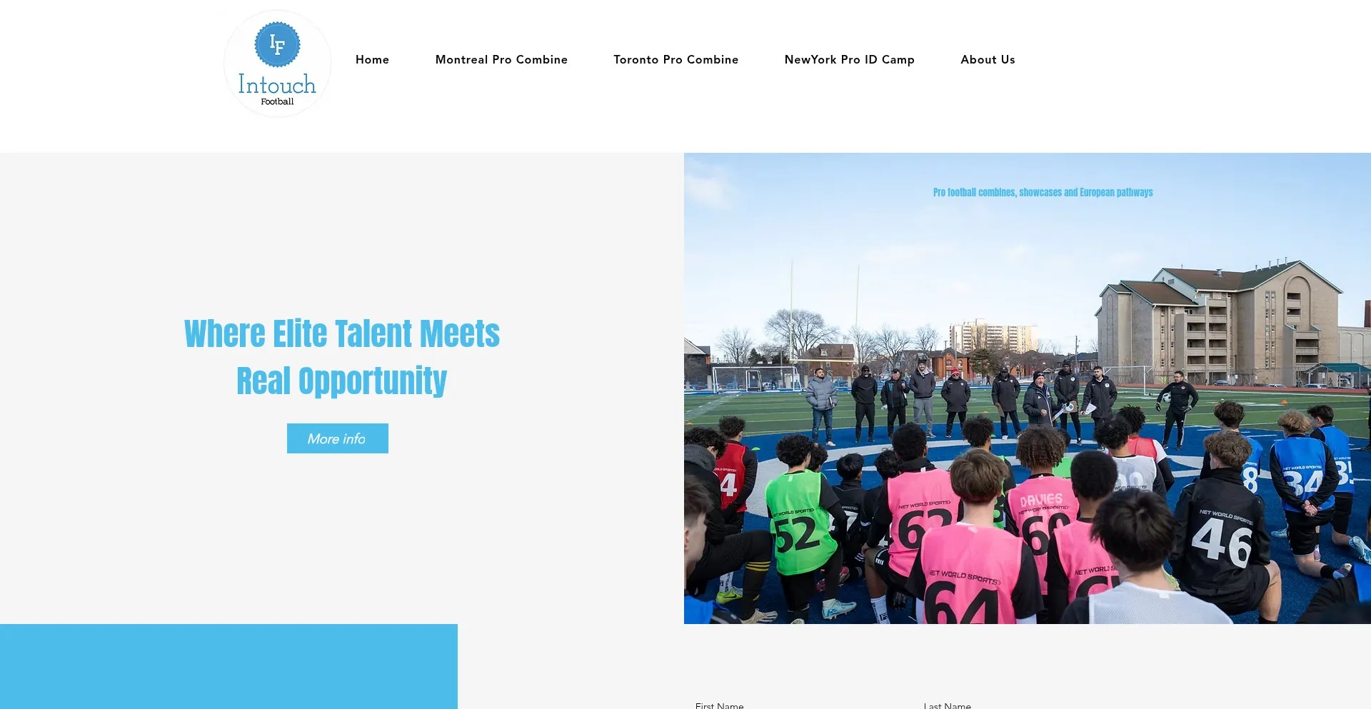 Website screenshot of Intouchfootball.com