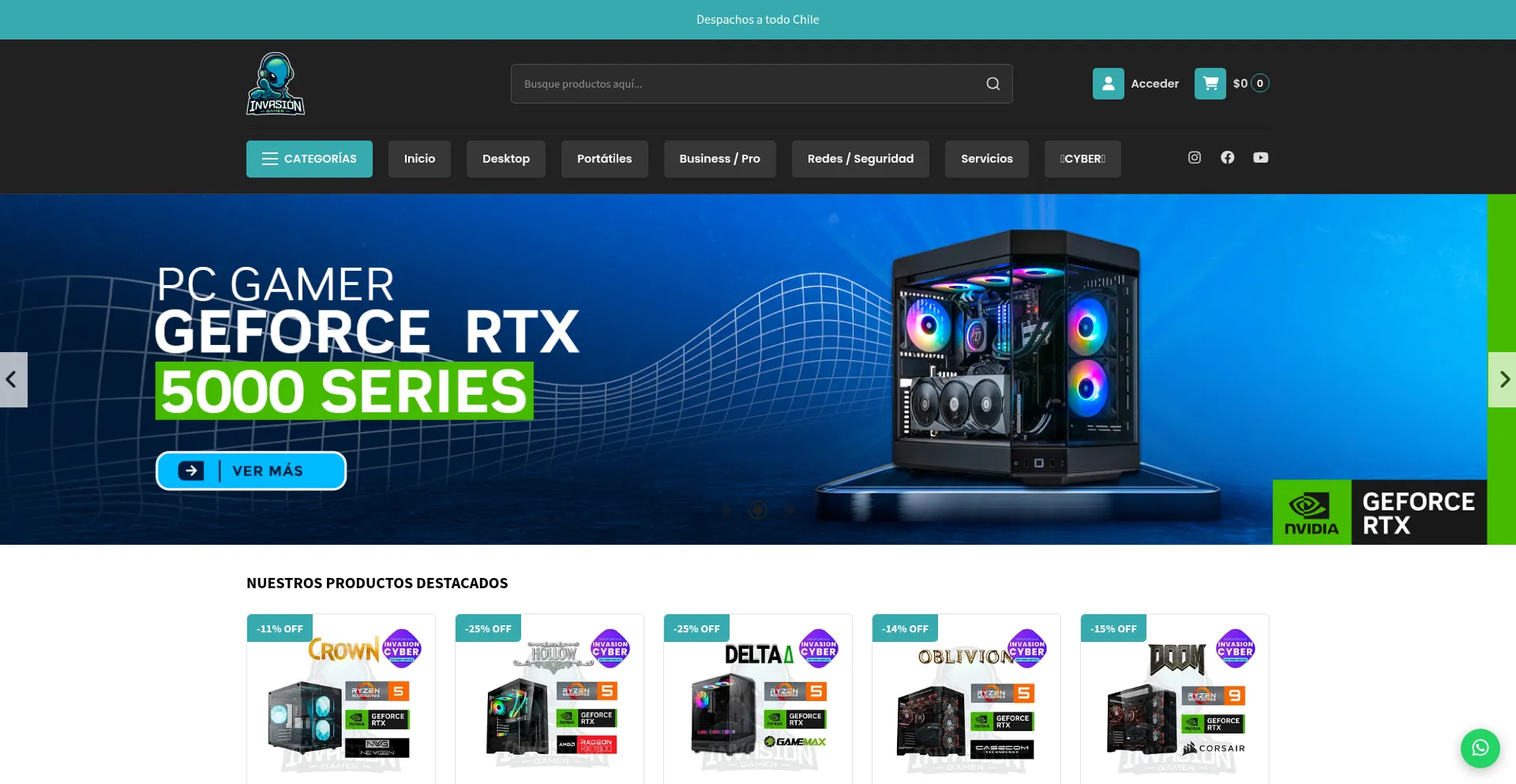 Website screenshot of Invasiongamer.com