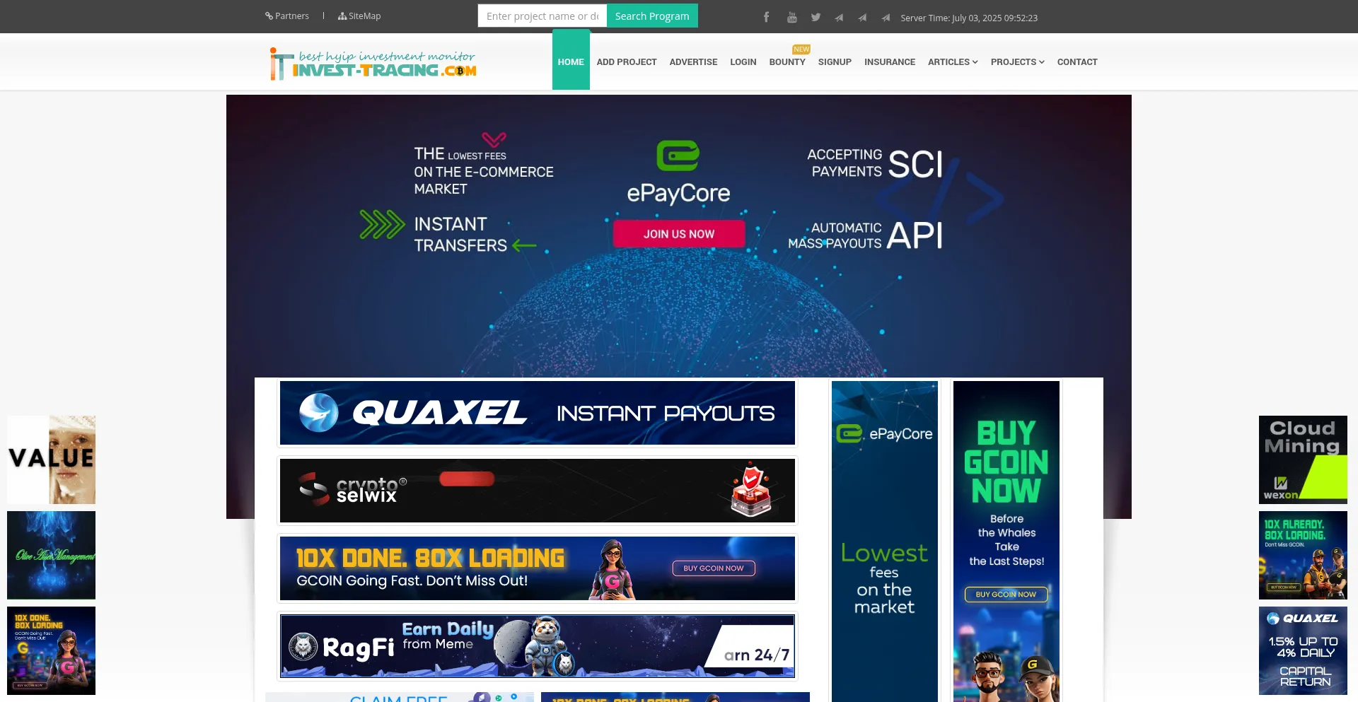 Website screenshot of Invest-tracing.biz