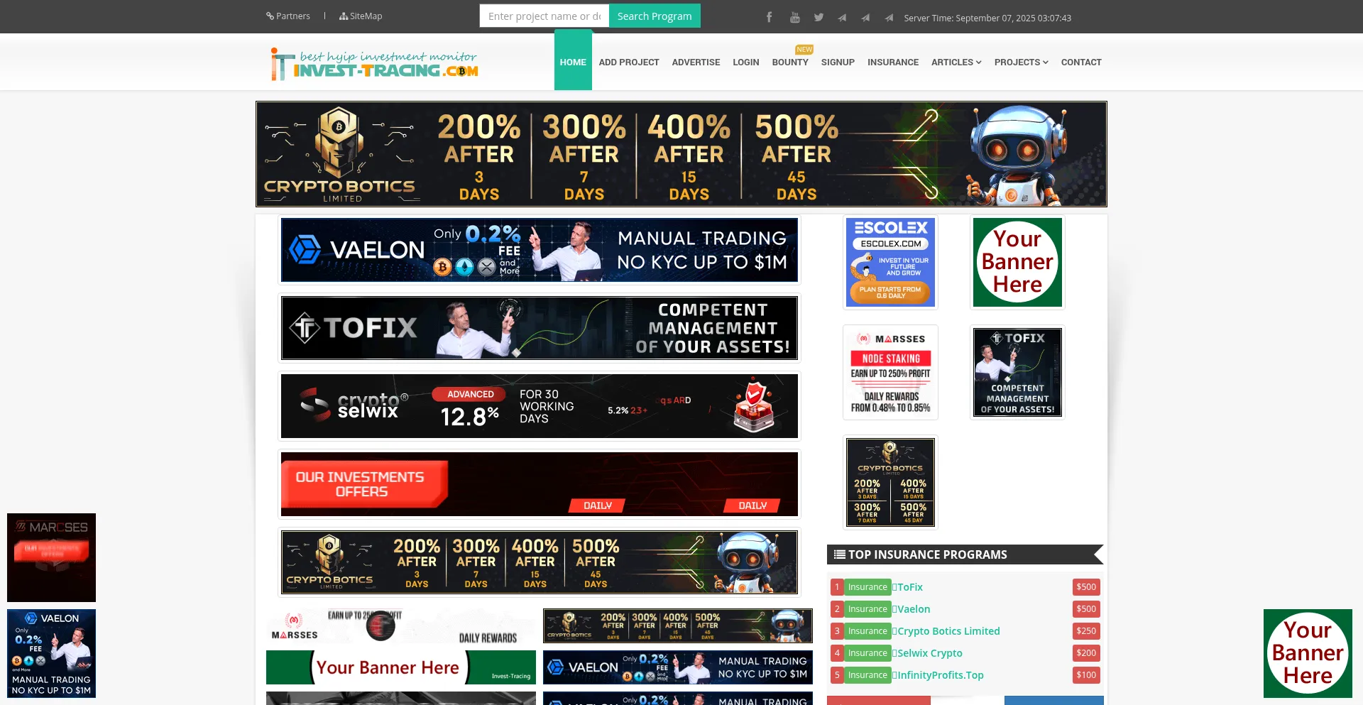 Website screenshot of Invest-tracing.net