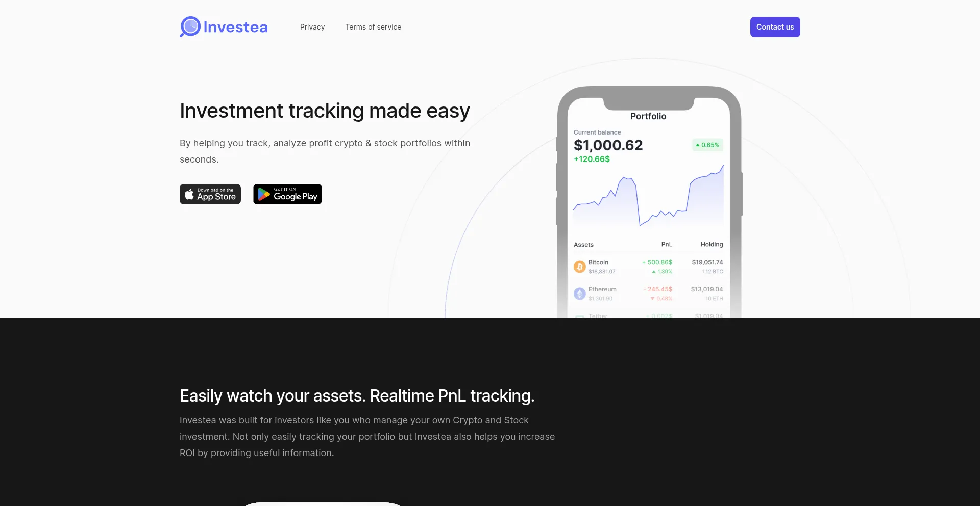 Website screenshot of Investea.xyz