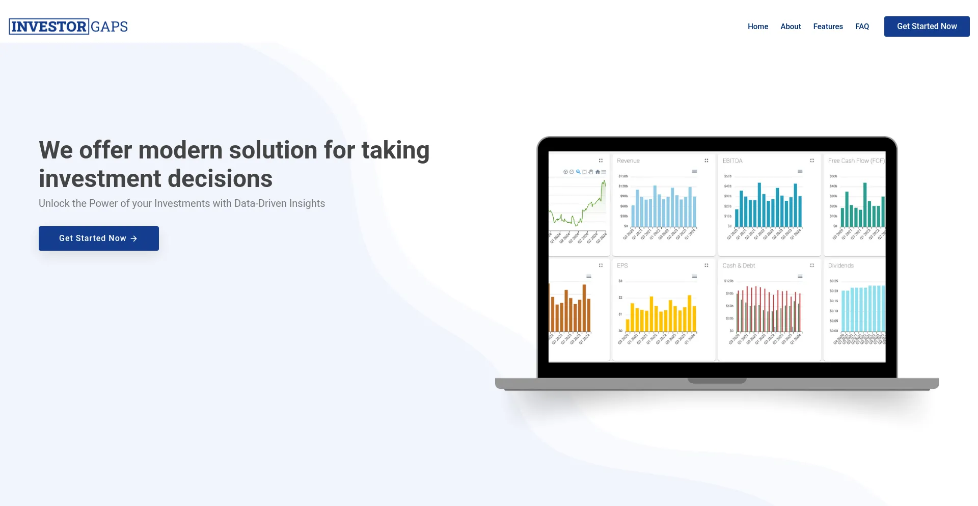 Website screenshot of Investorgaps.com