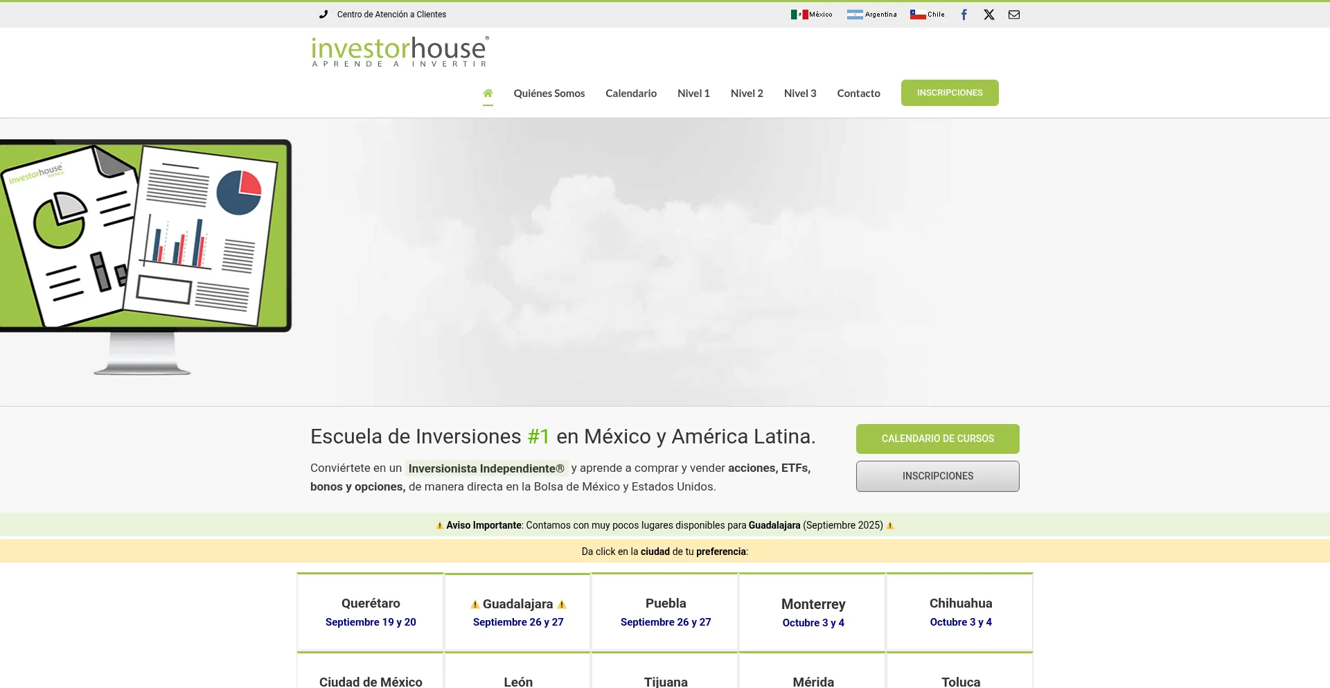 Website screenshot of Investorhouse.com.mx