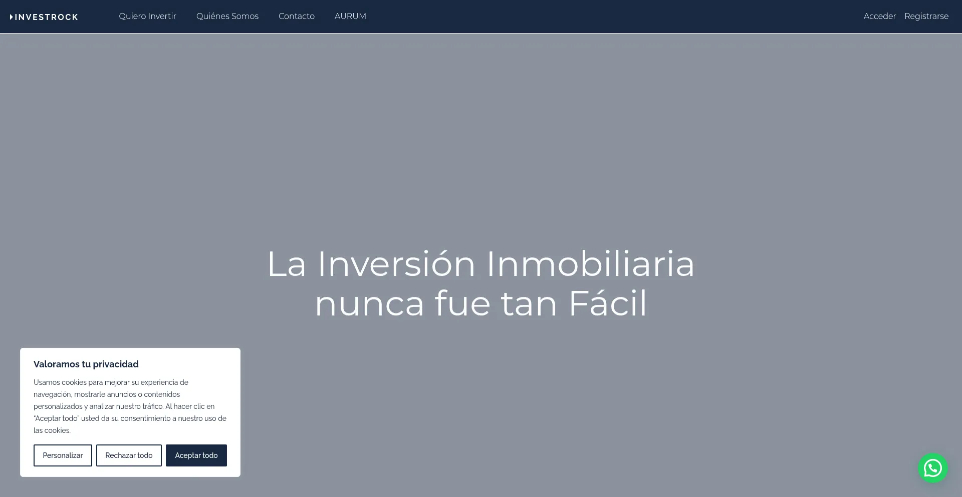 Website screenshot of Investrock.io