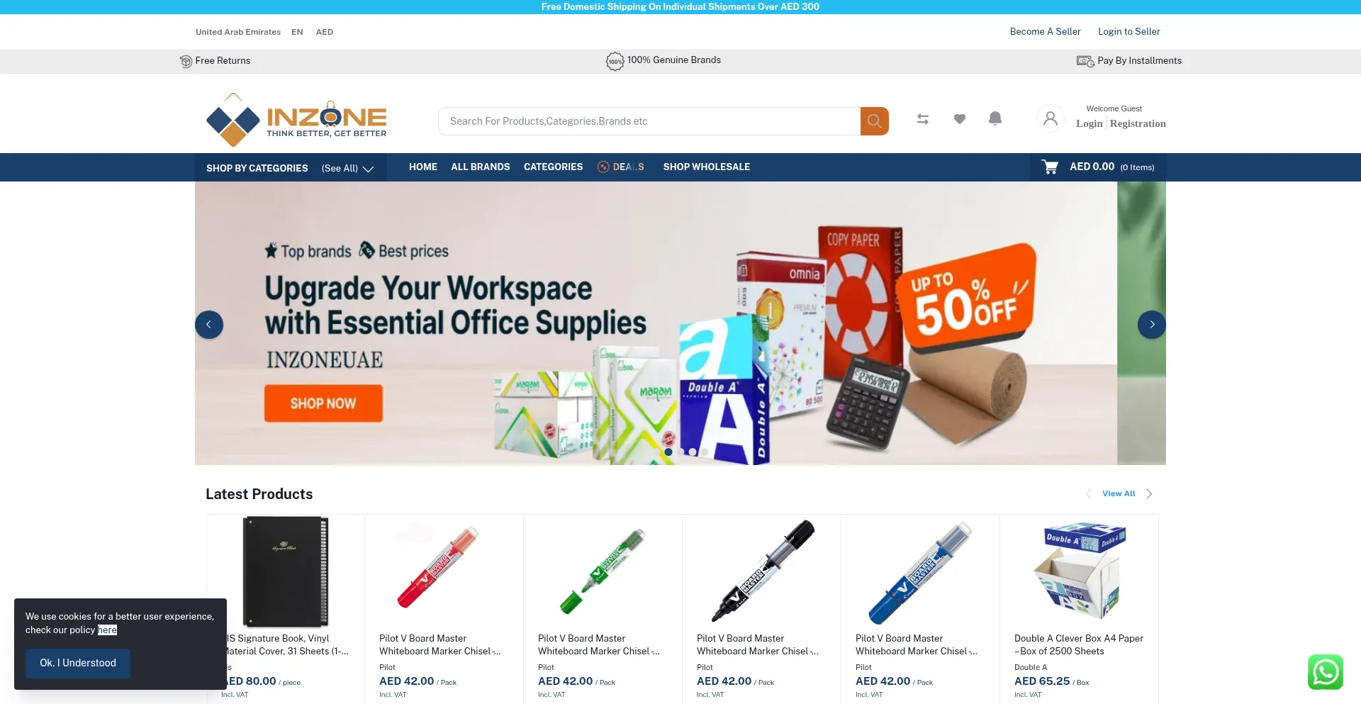 Website screenshot of Inzoneuae.com