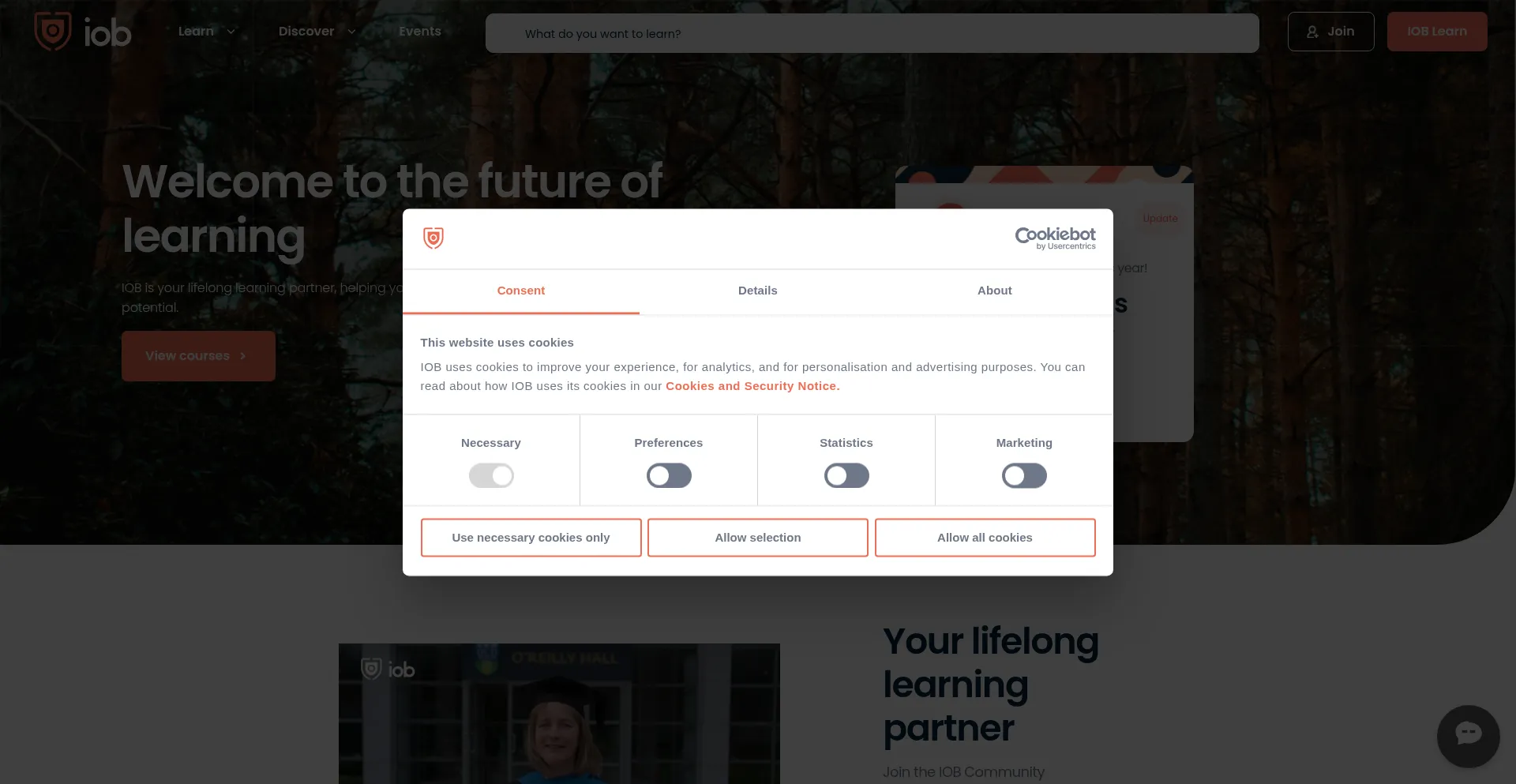 Website screenshot of Iob.ie