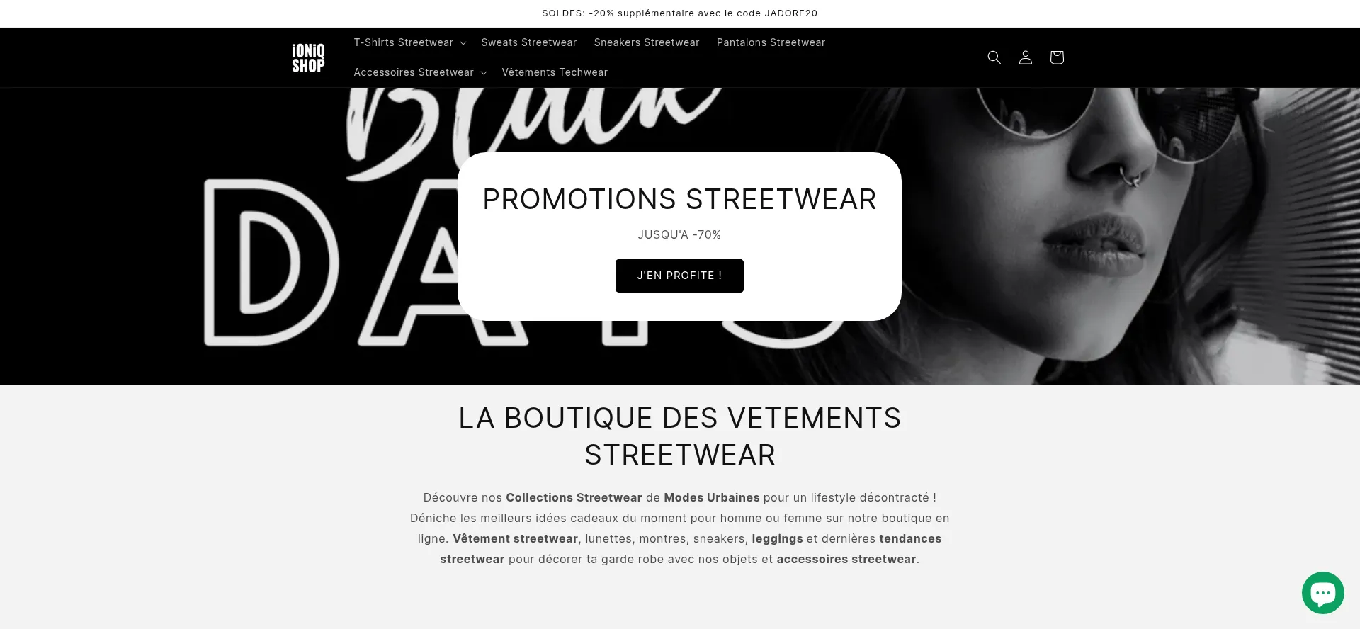 Website screenshot of Ioniq-shop.com