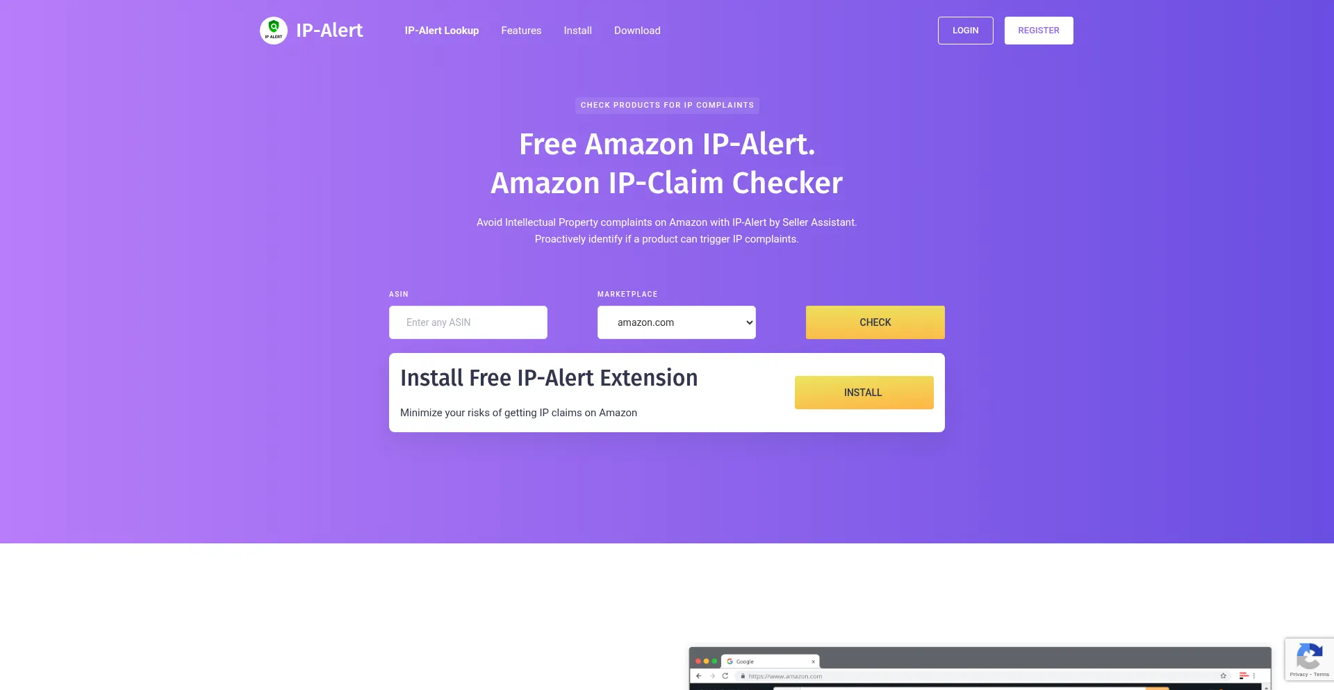 Website screenshot of Ip-alert.com