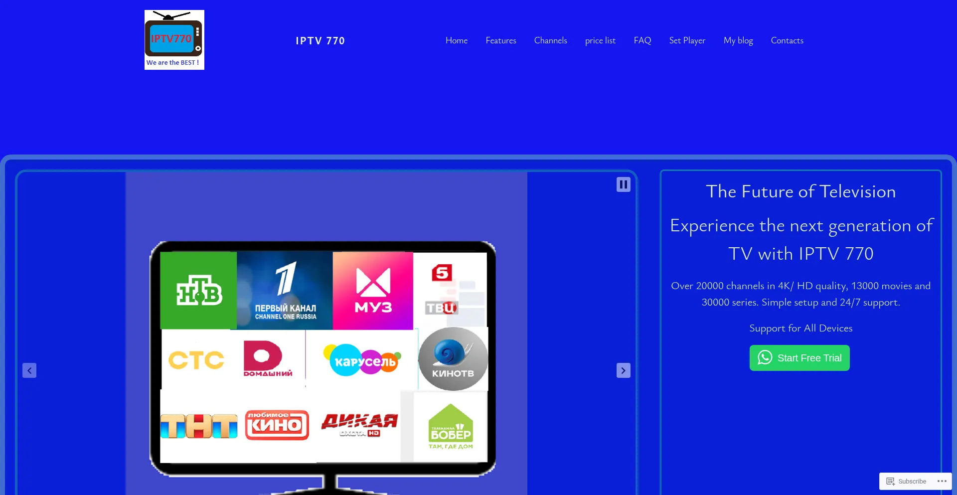 Website screenshot of Iptv770.com
