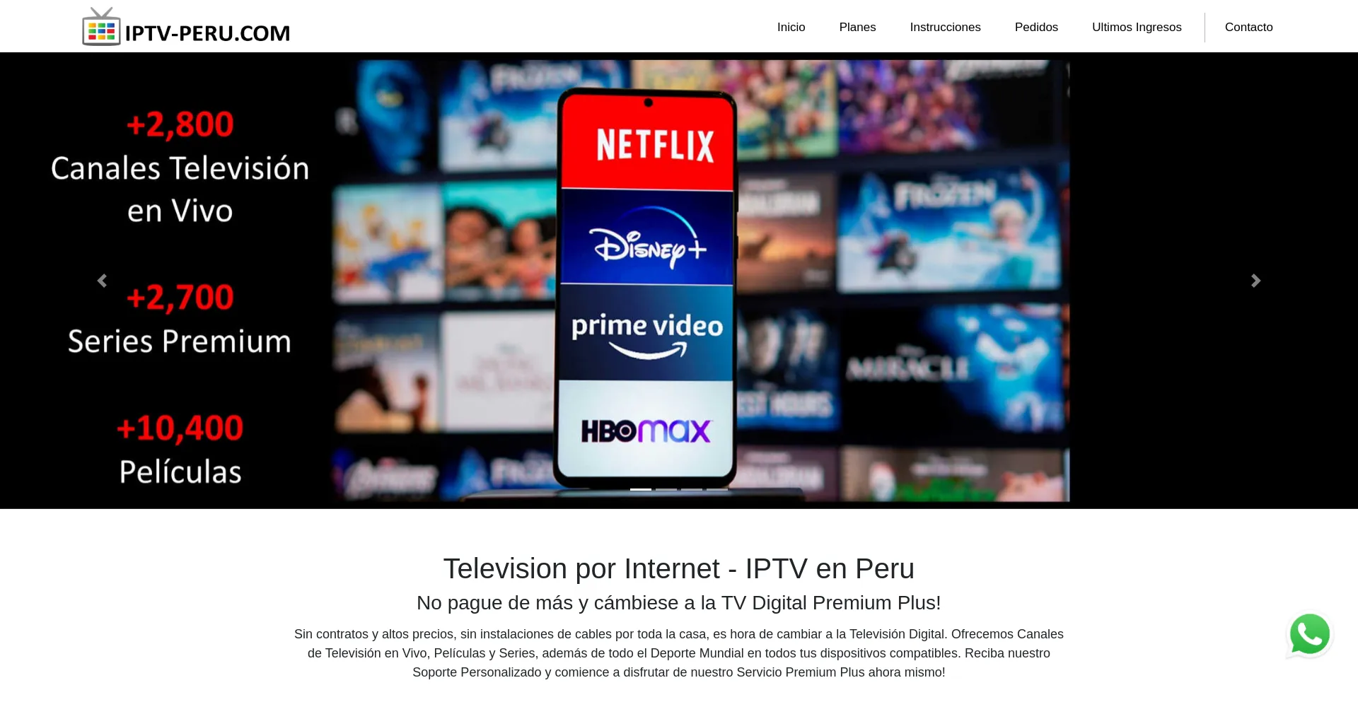 Website screenshot of Iptv-peru.com
