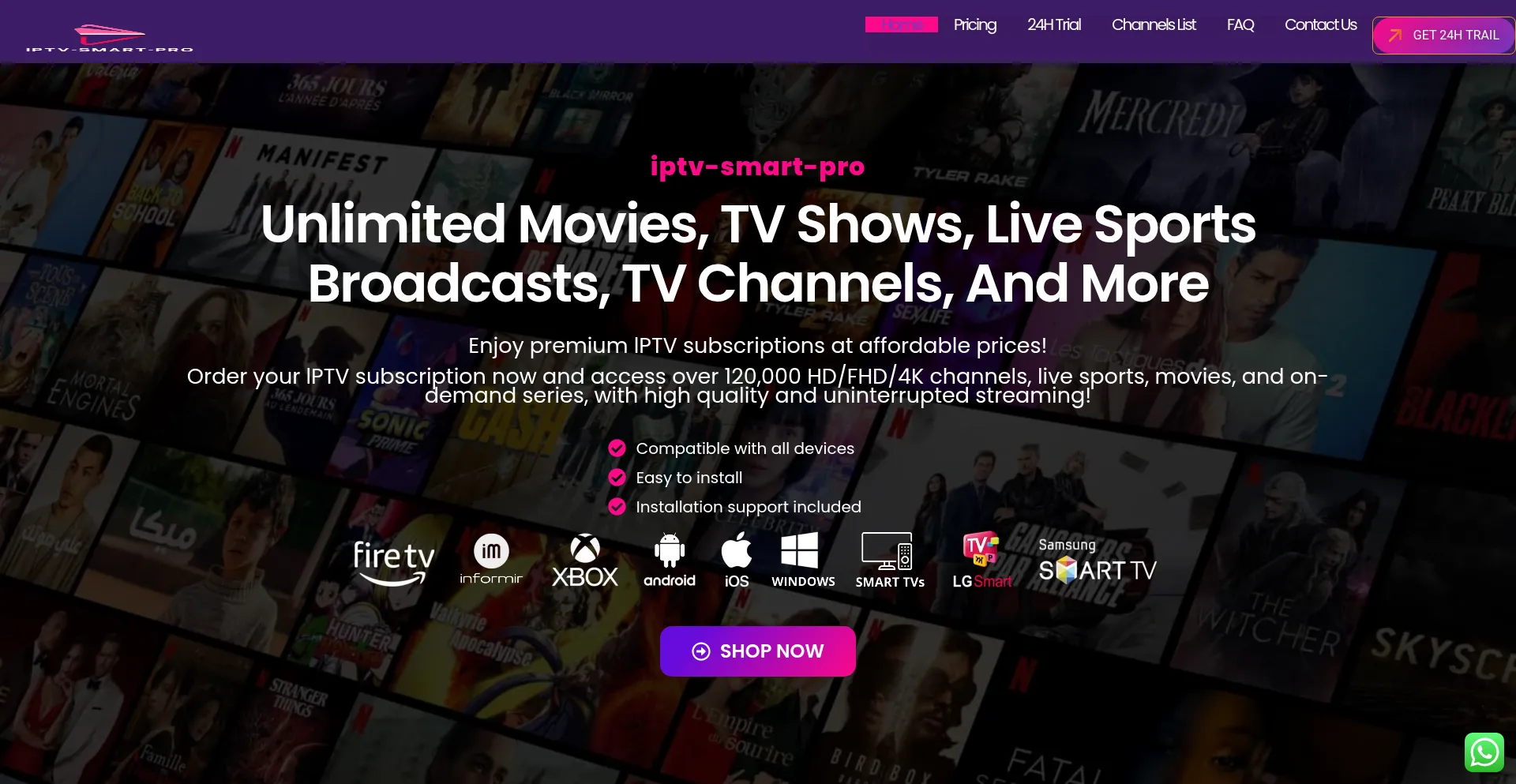 Website screenshot of Iptv-smart-pro.net