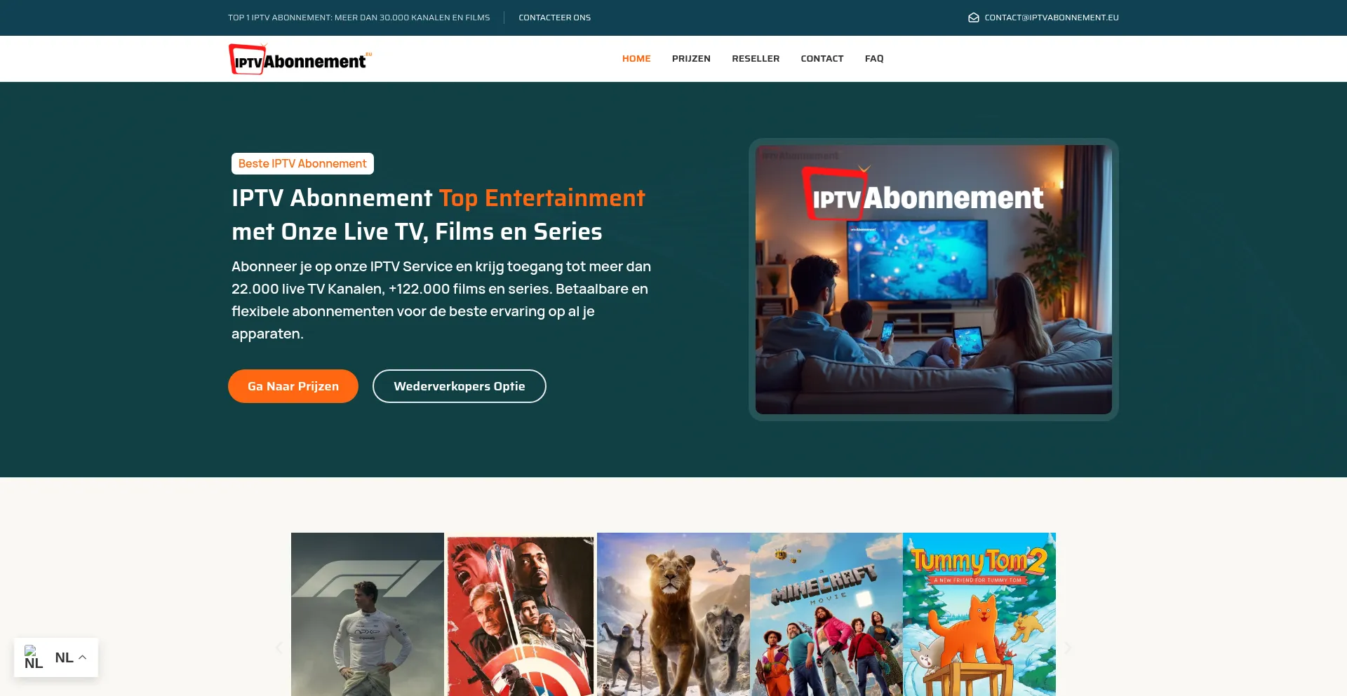 Website screenshot of Iptvabonnement.eu