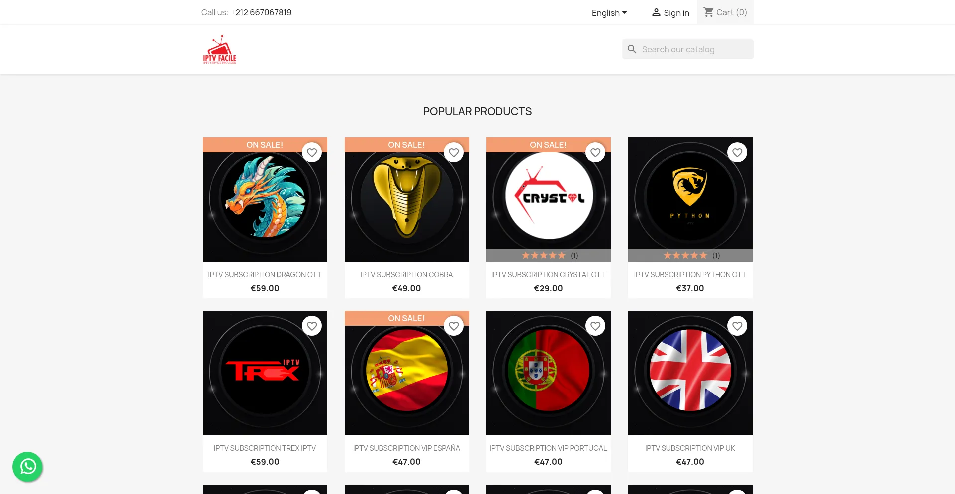Website screenshot of Iptvfacile.tv