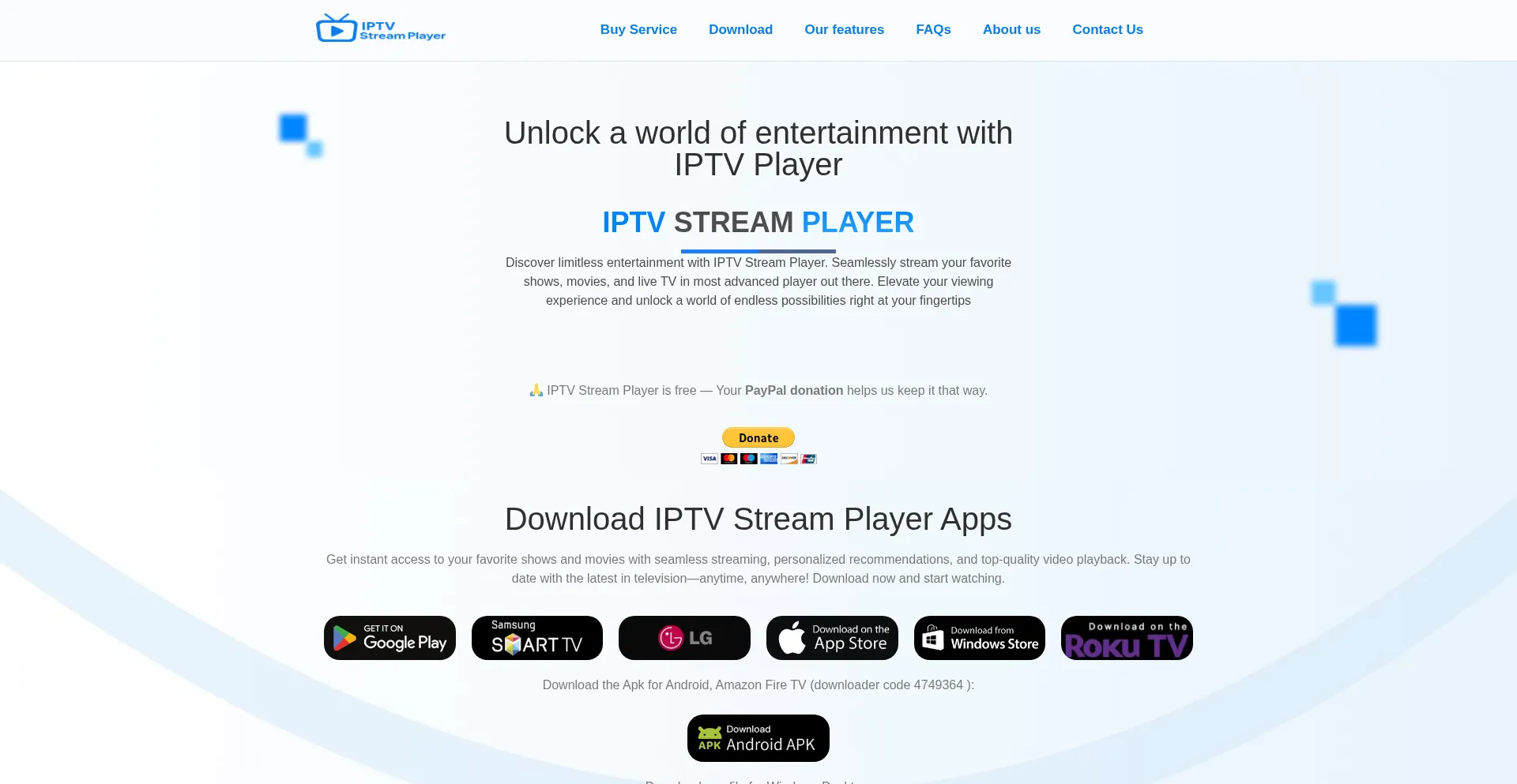 Website screenshot of Iptvstreamplayer.tv