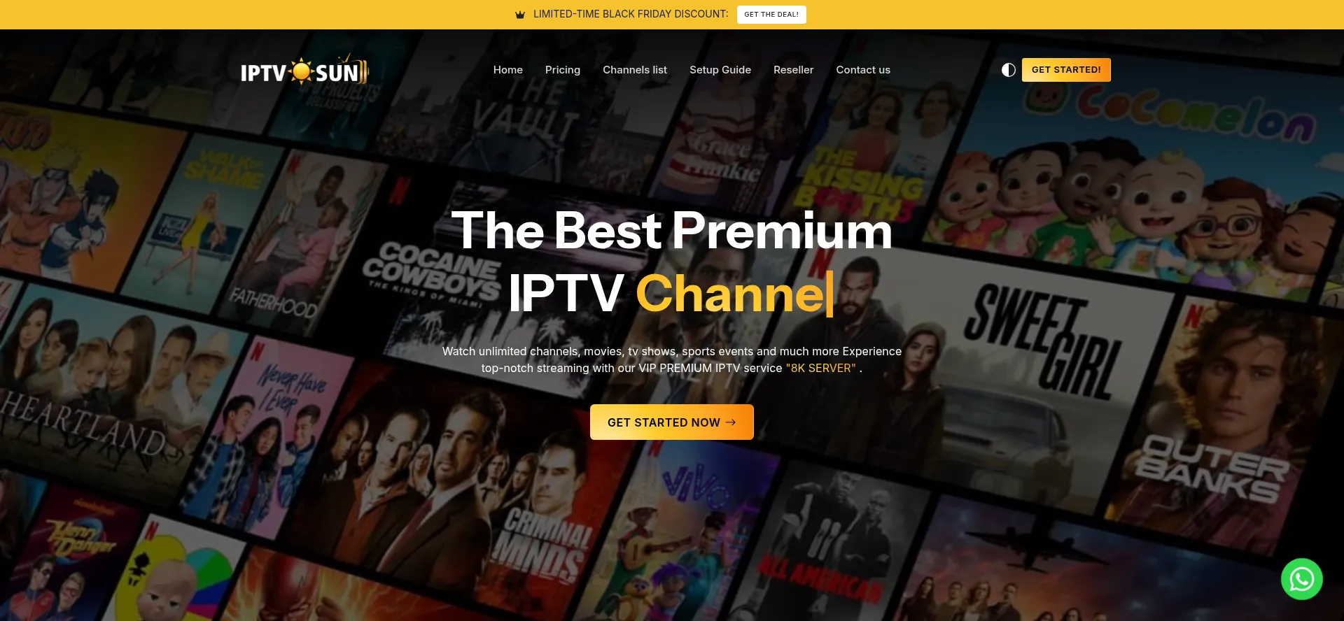 Website screenshot of Iptvsun.com