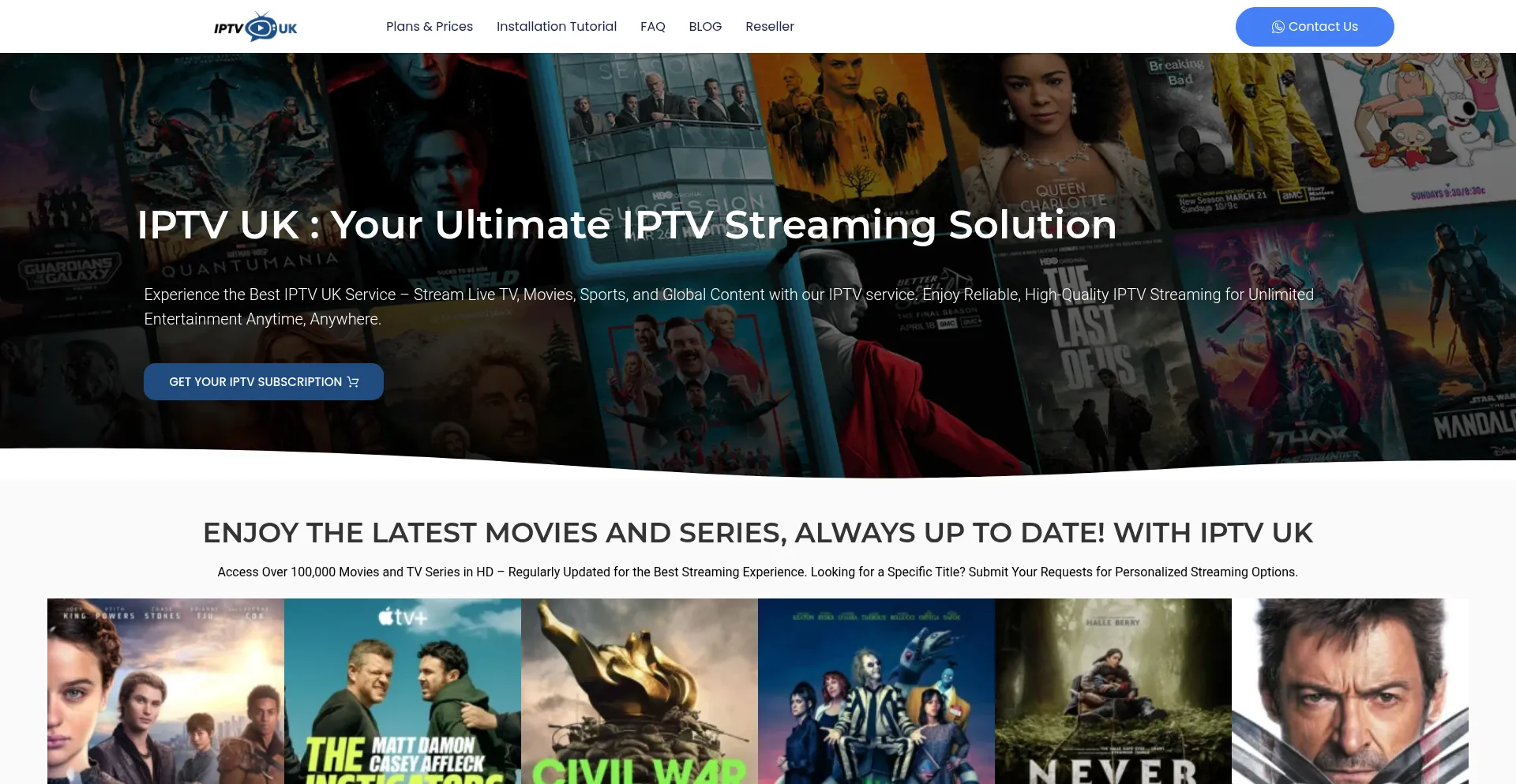 Website screenshot of Iptvuktv.com