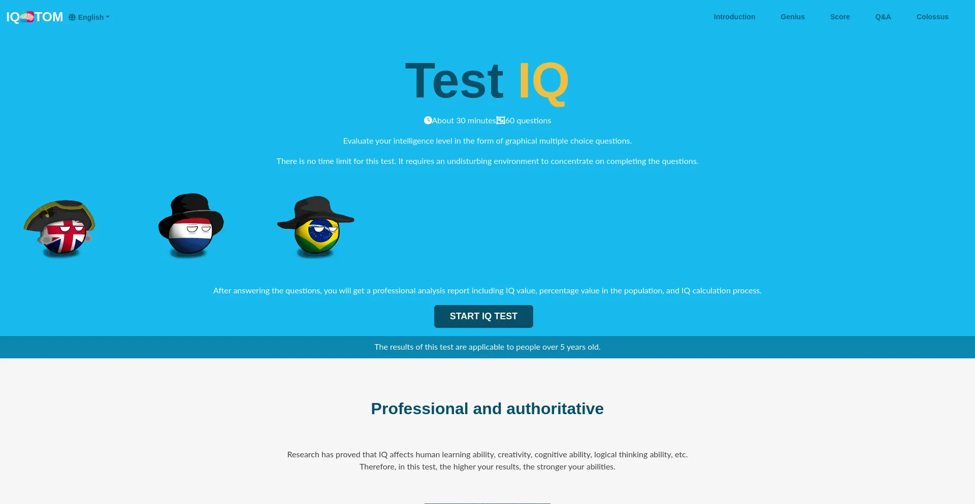 Website screenshot of Iqtom.com