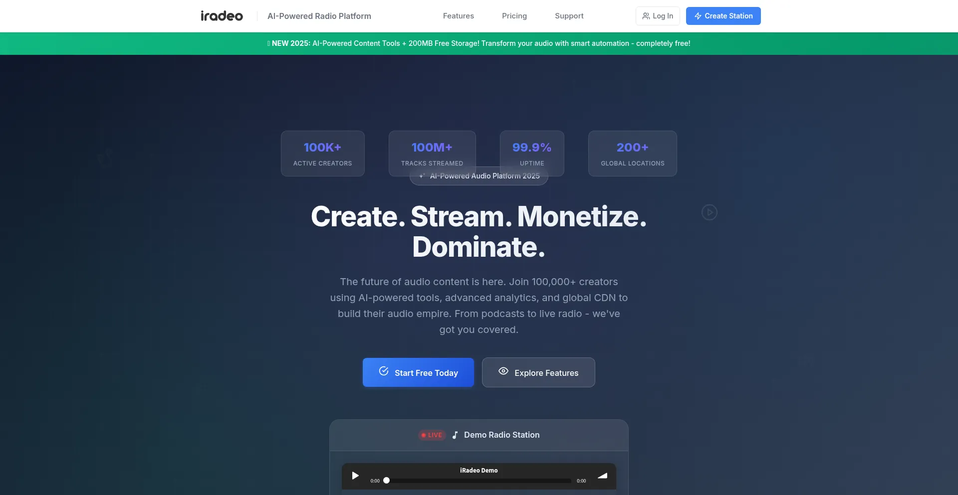 Website screenshot of Iradeo.com