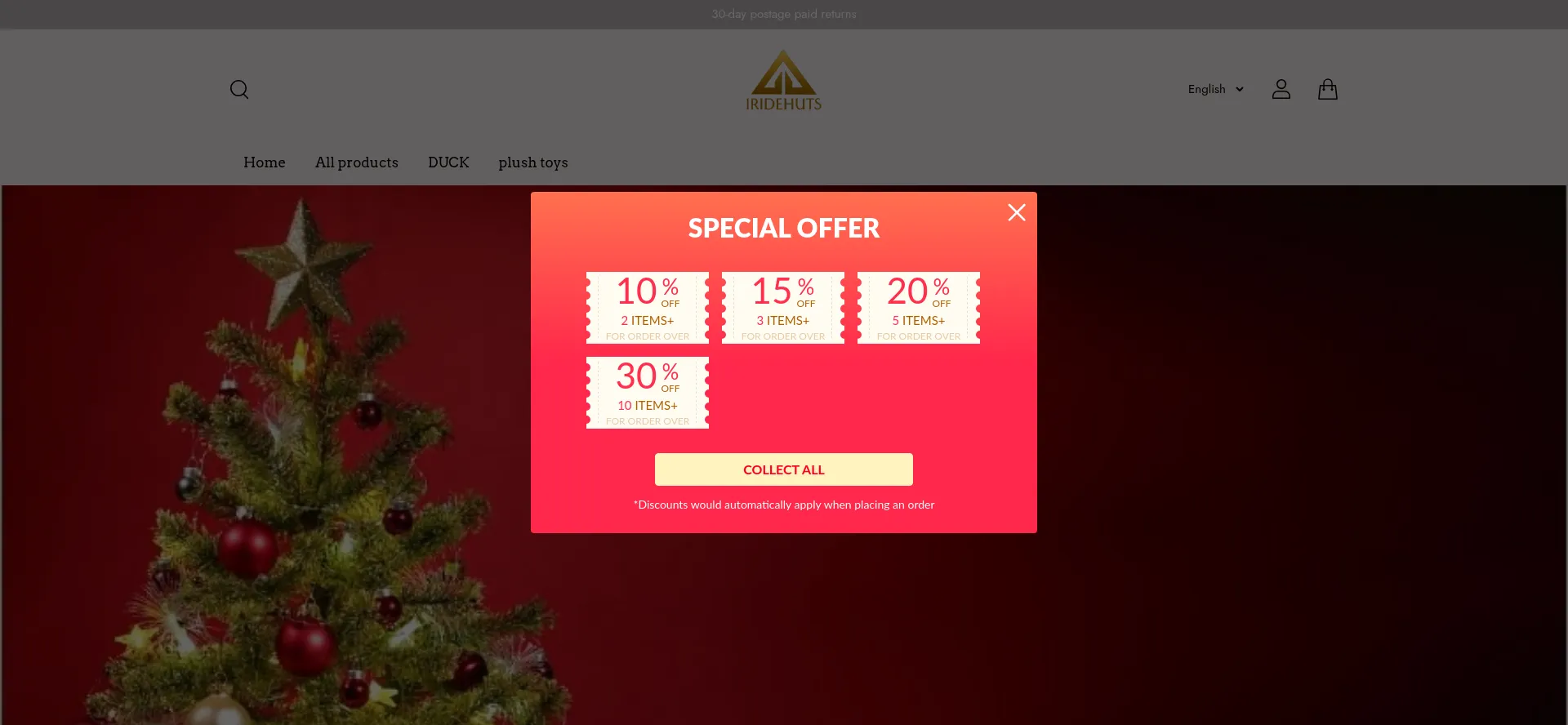 Website screenshot of Iridehuts.net