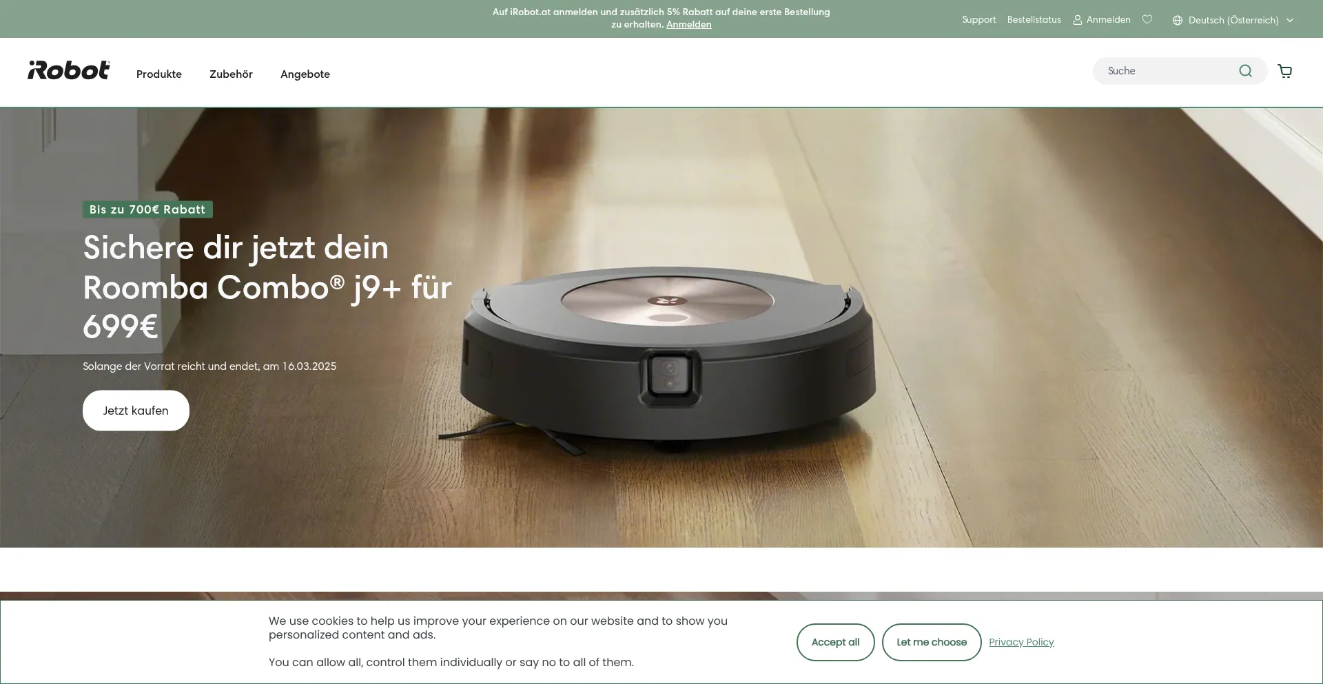 Website screenshot of Irobot.at