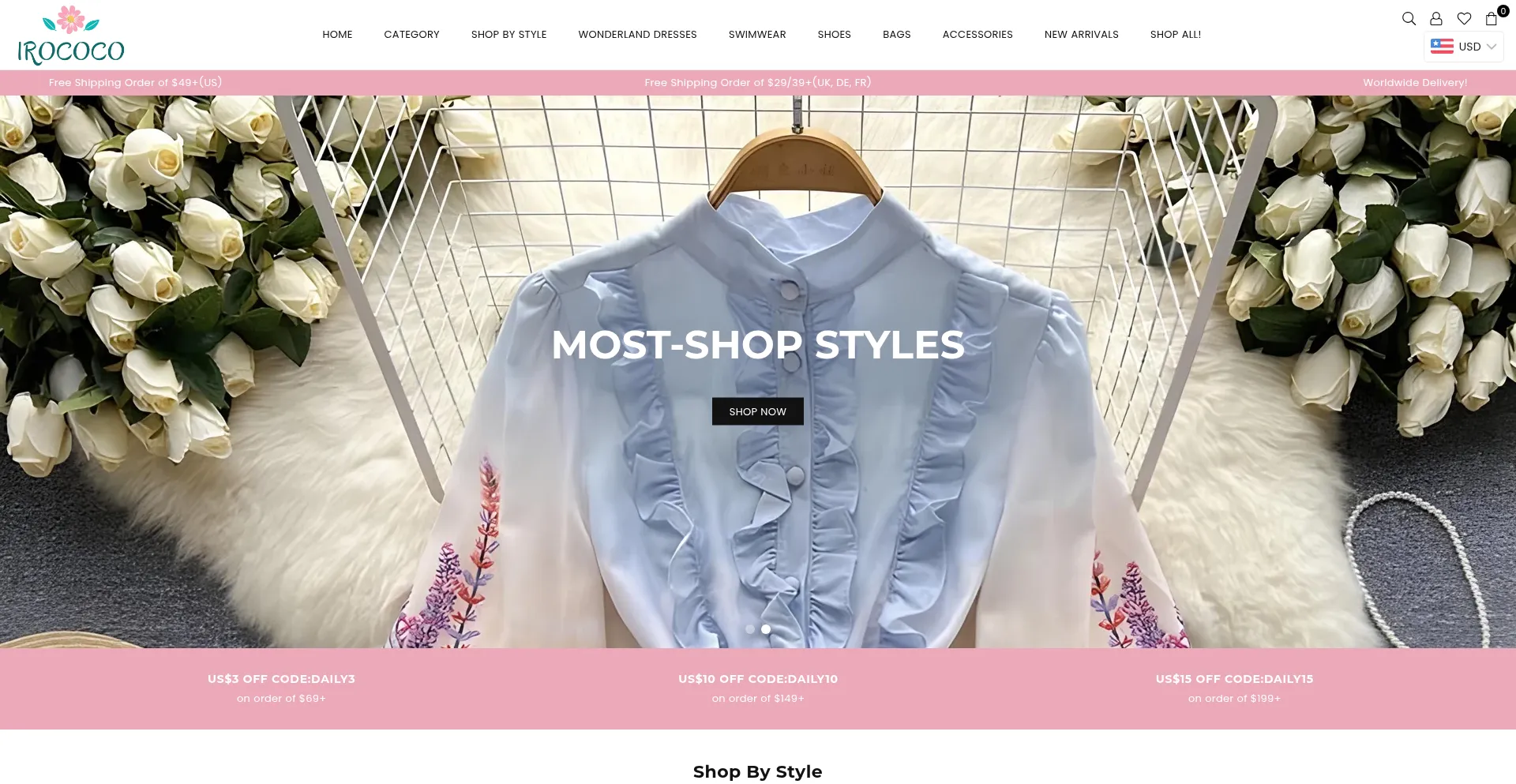 Website screenshot of Irococo.com