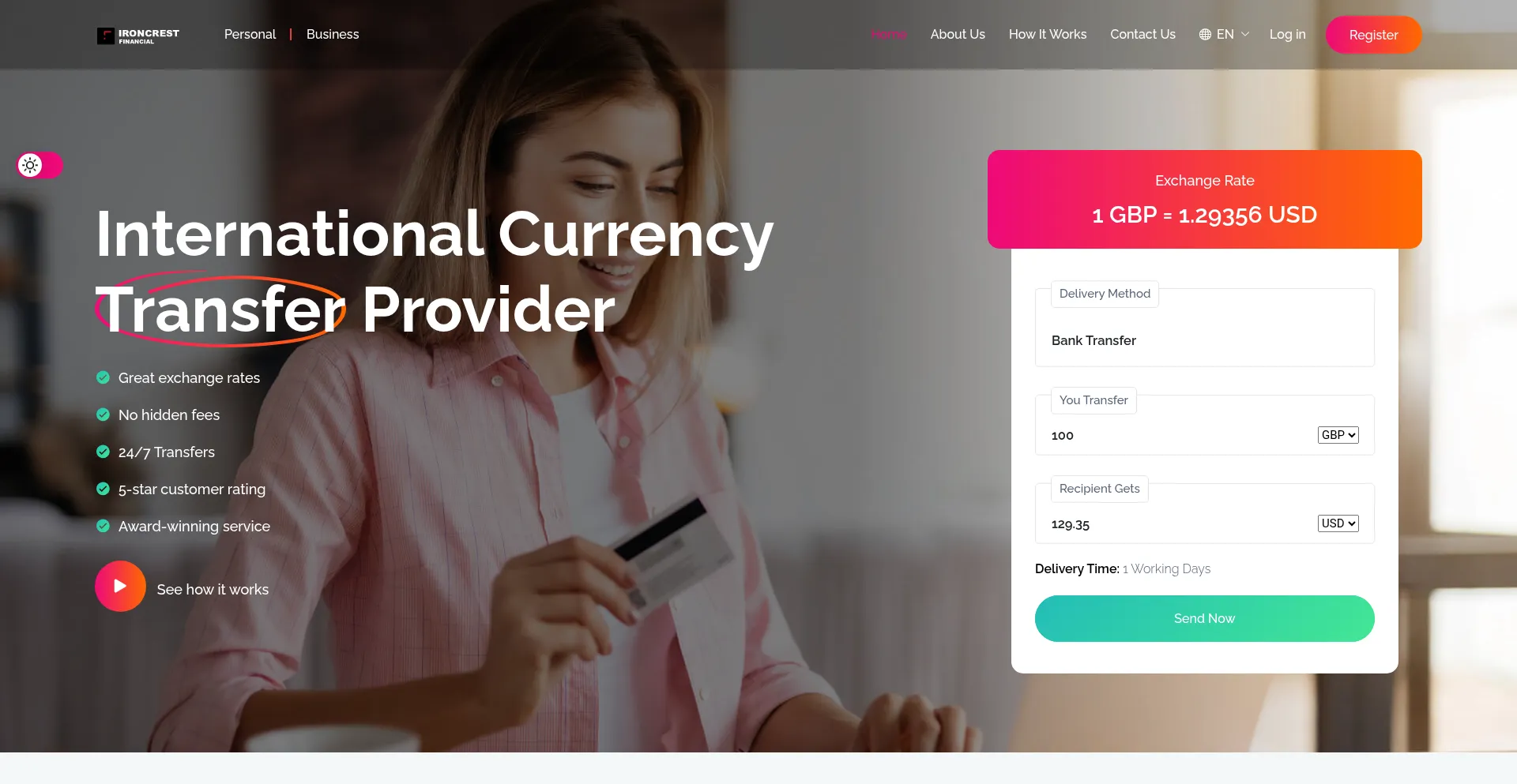 Website screenshot of Ironcrestfin.com