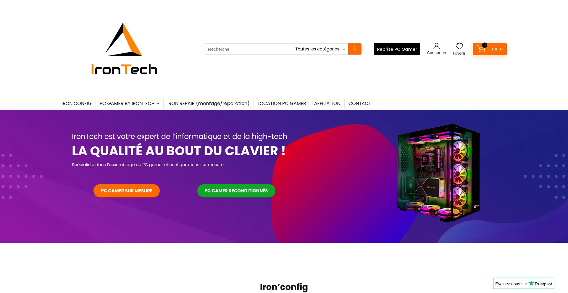 Website screenshot of Irontech-store.com